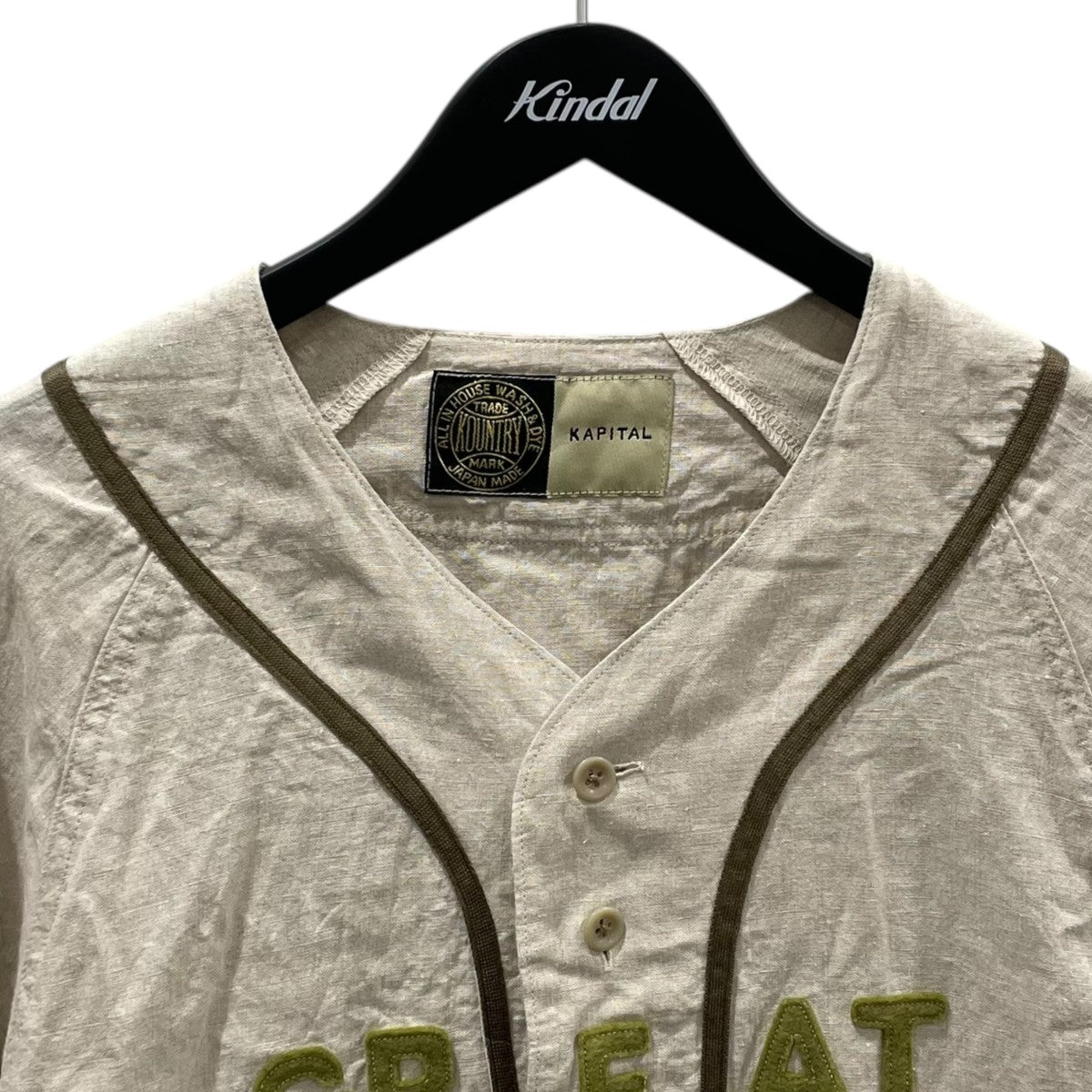 23SS 半袖リネンシャツ フレンチリネン GREAT KOUNTRY ベースボールシャツ EK-1625SSA