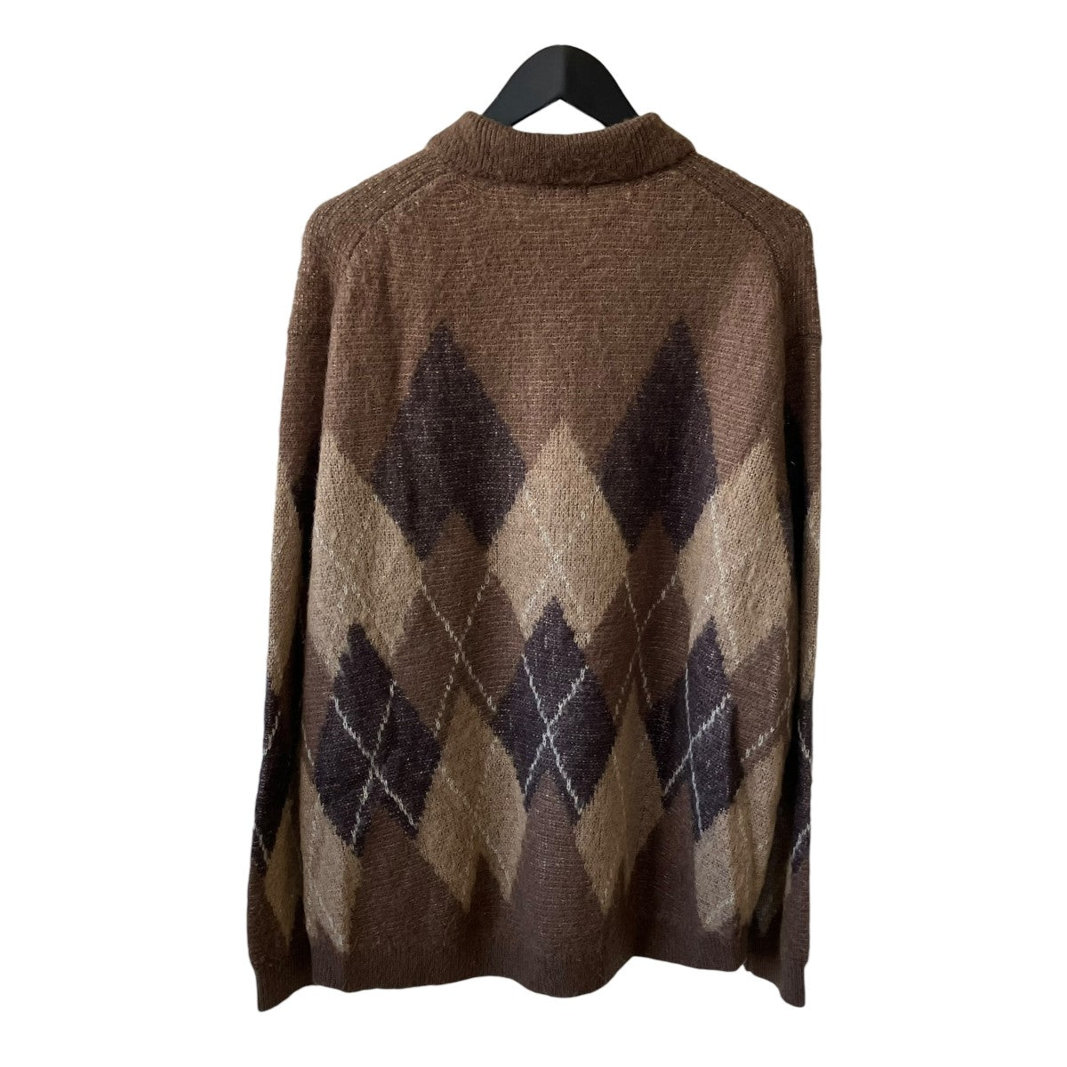 24AWM Shaggy Argyle Knit Poloカーディガン2224-013