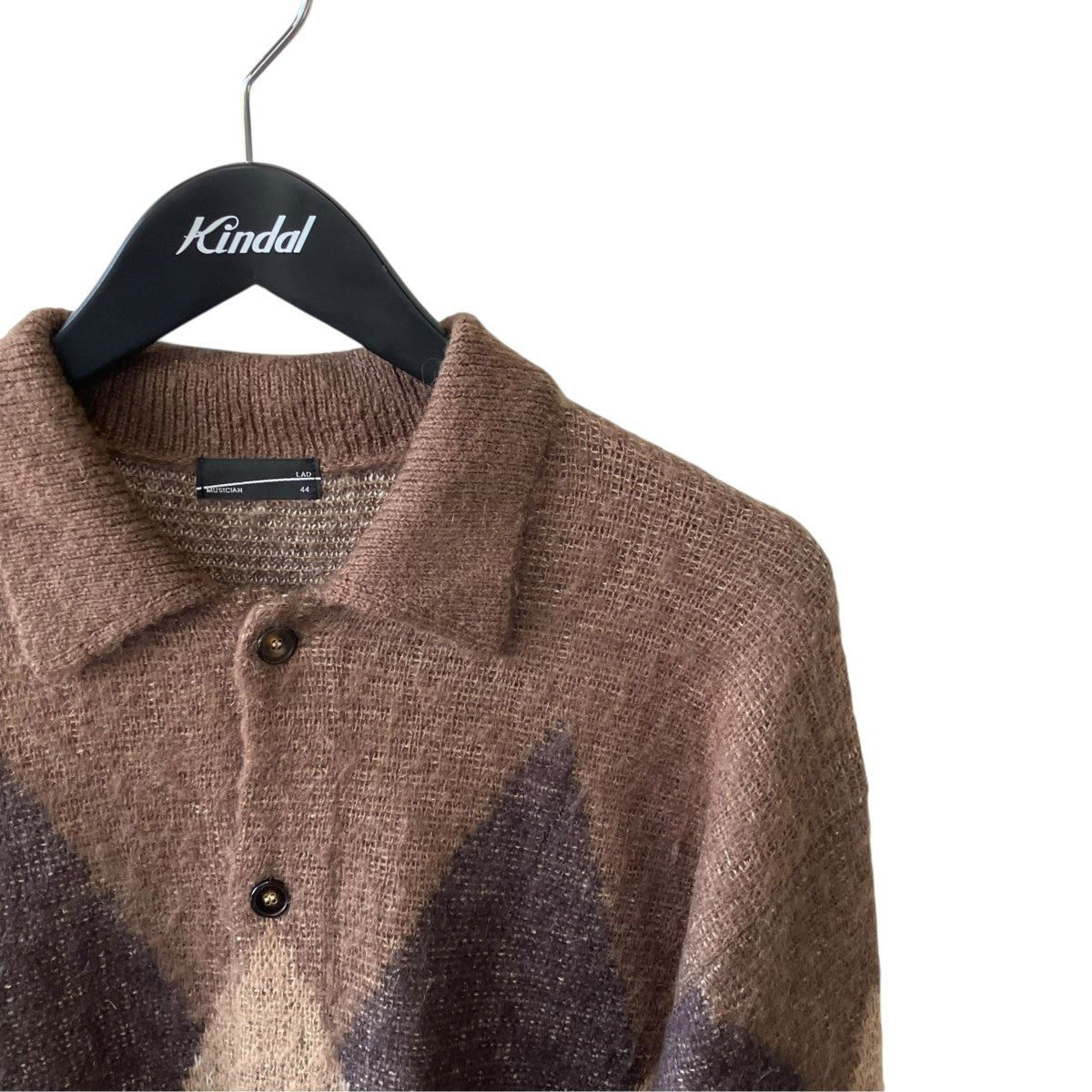 24AWM Shaggy Argyle Knit Poloカーディガン2224-013
