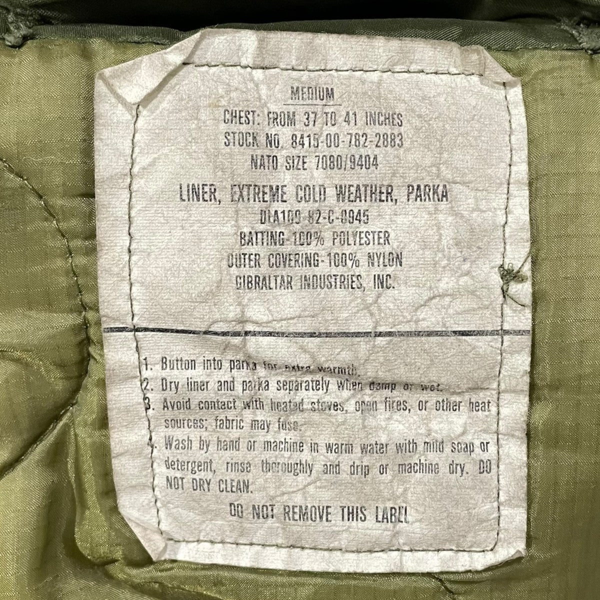 ライナー フード付き M-65 フィッシュテールパーカー モッズコート PARKA， EXTREME COLD WEATHER 8415-00-782-3218