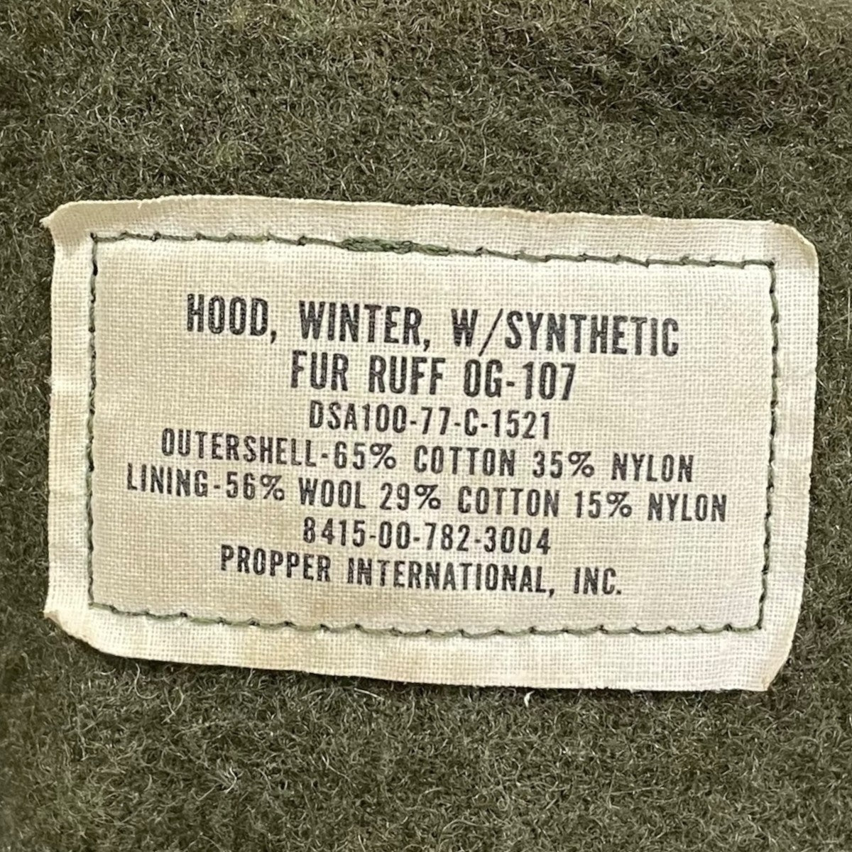 ライナー フード付き M-65 フィッシュテールパーカー モッズコート PARKA， EXTREME COLD WEATHER 8415-00-782-3218