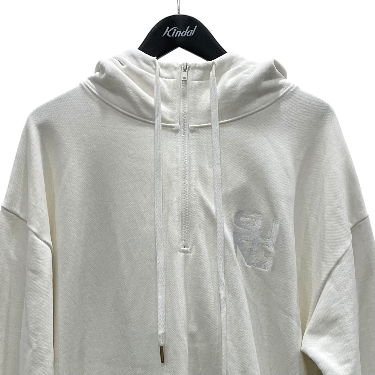 Large rubber logo half zip hoodie長袖パーカーSU3S0130