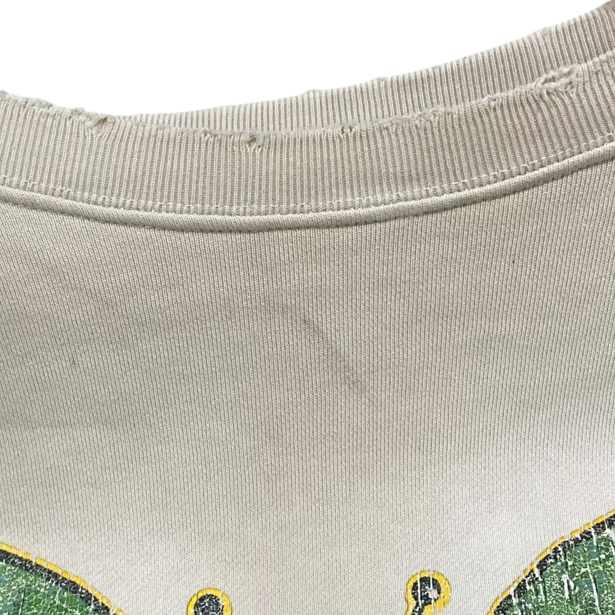 23SS 加工スウェットトレーナー DAMEGE FLOCKY PRINT CREWNECK SWEAT ダメージ フロッキー プリント クルーネック スウェット11-13-0301-146