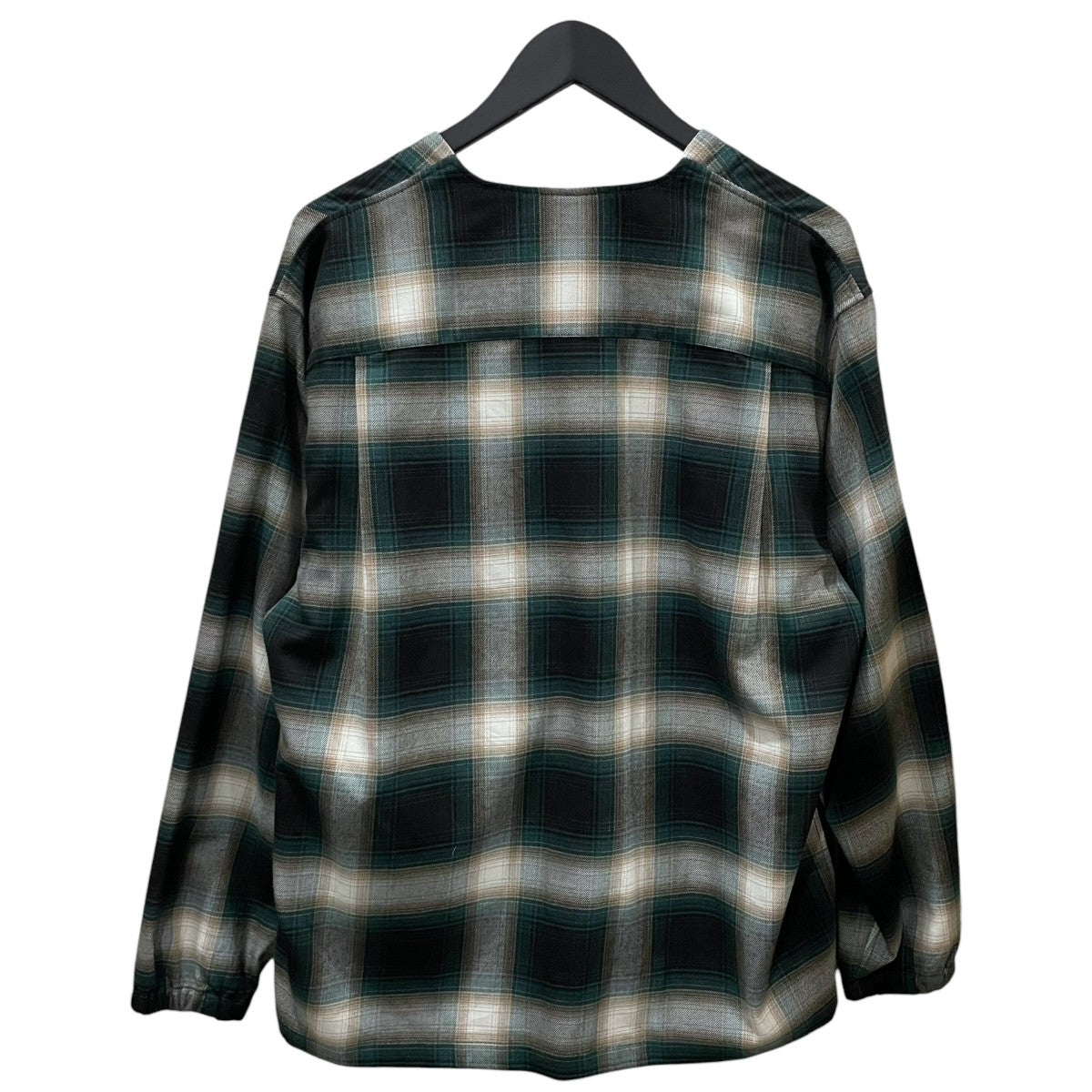 FREAK’S STORE 24SS チェック柄ノーカラーシャツ T／R Check Cardi-Shirt テトロンレーヨン チェック カーデシャツ1009248900139 古着・中古-2枚目のアイテム画像