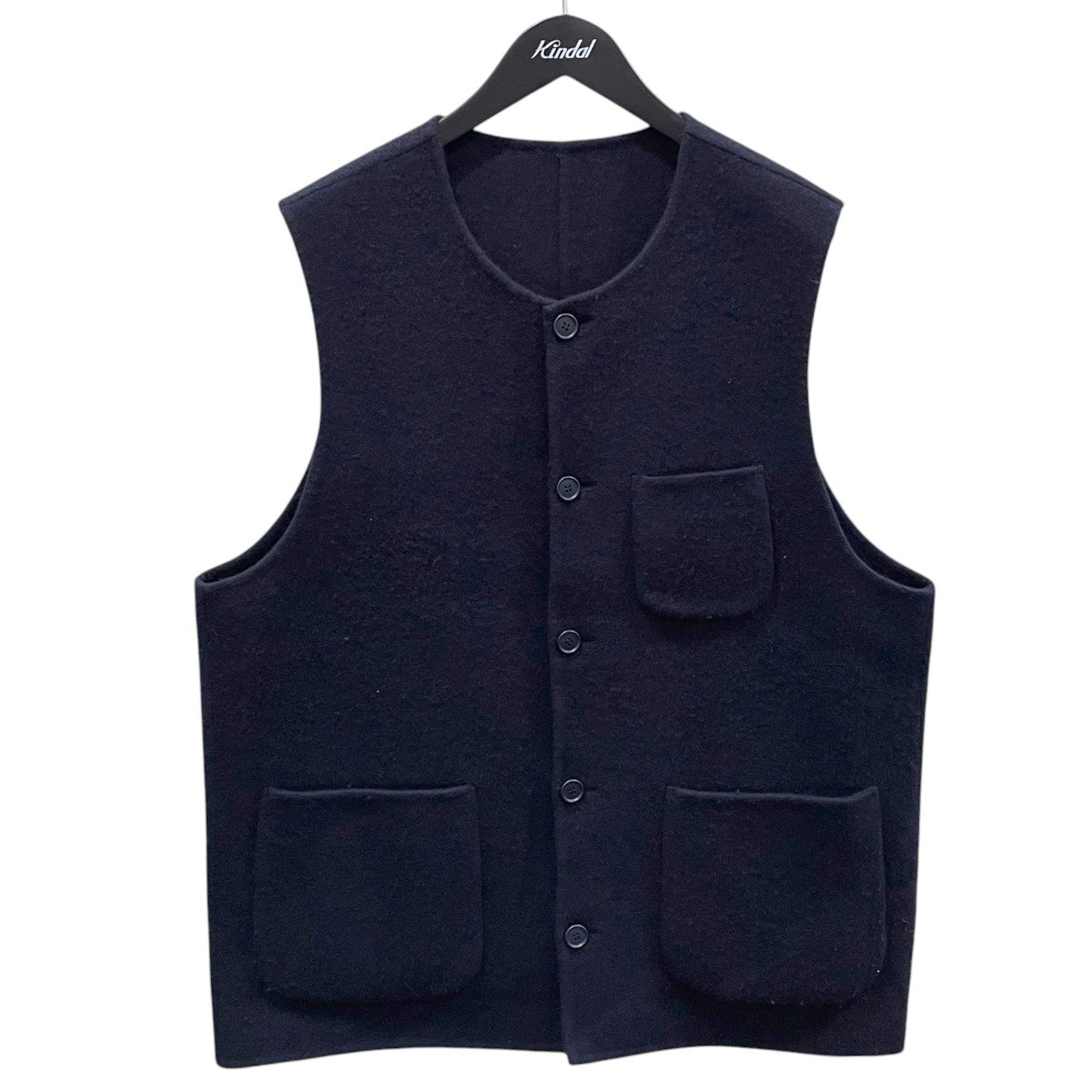 24AW super100ラムウール アンゴラ混ポケットベスト brushed napping rever vest ブラッシュド ナッピング リバーベスト 24011684000430