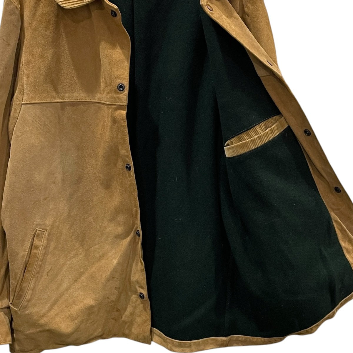 80s コーデュロイ襟スエードレザージャケット Suede Chore Coat with Corduroy Collar スエードチョアコートウィズコーデュロイカラー
