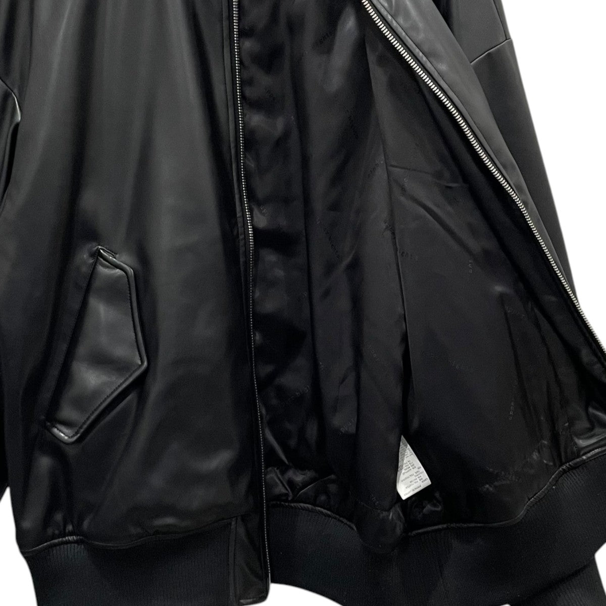 20AW ジップアップ中綿フェイクレザージャケット THE U-2 BIG PU 20JA34602BLK