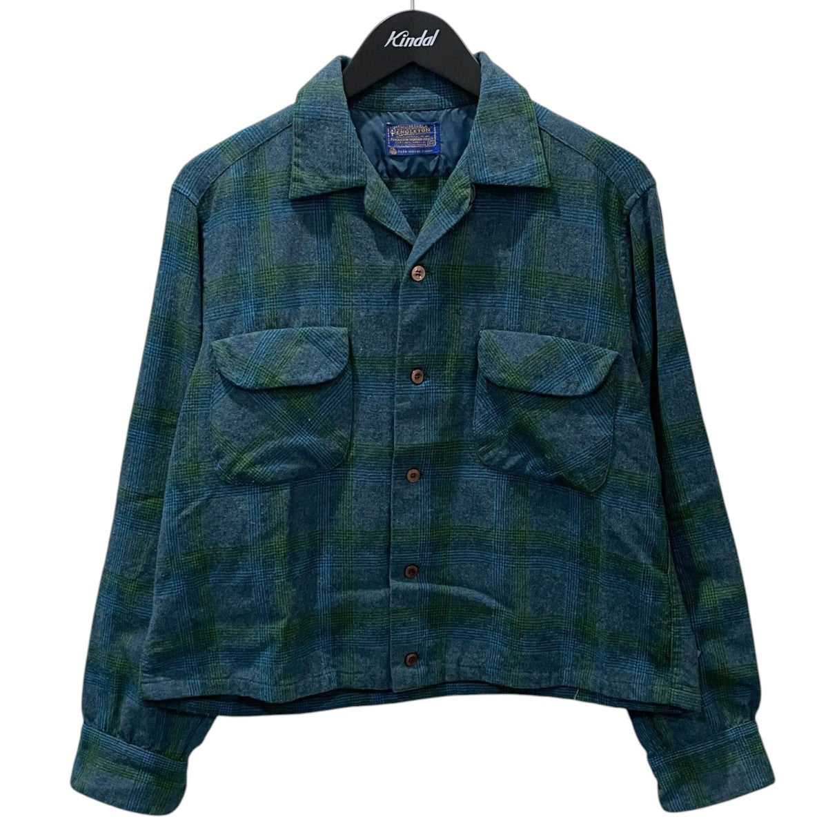 60〜70s オープンカラーチェック柄シャツ Wool Shirt Jacket ウールシャツジャケット