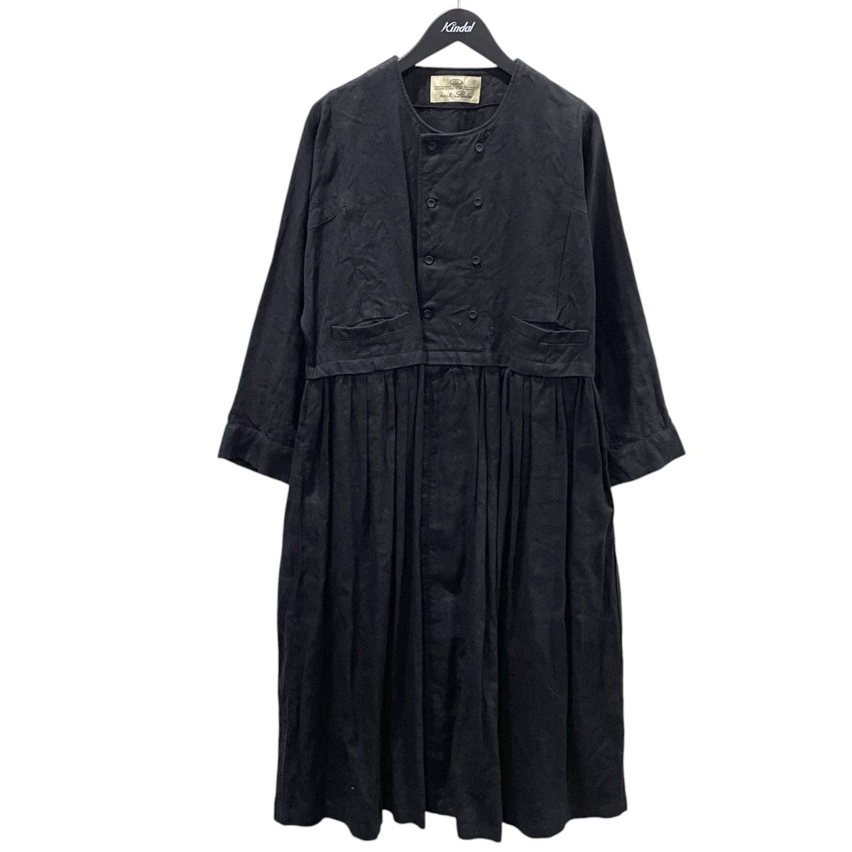 18AW リネン ダブルブレスト切替えワンピース 01184-1176