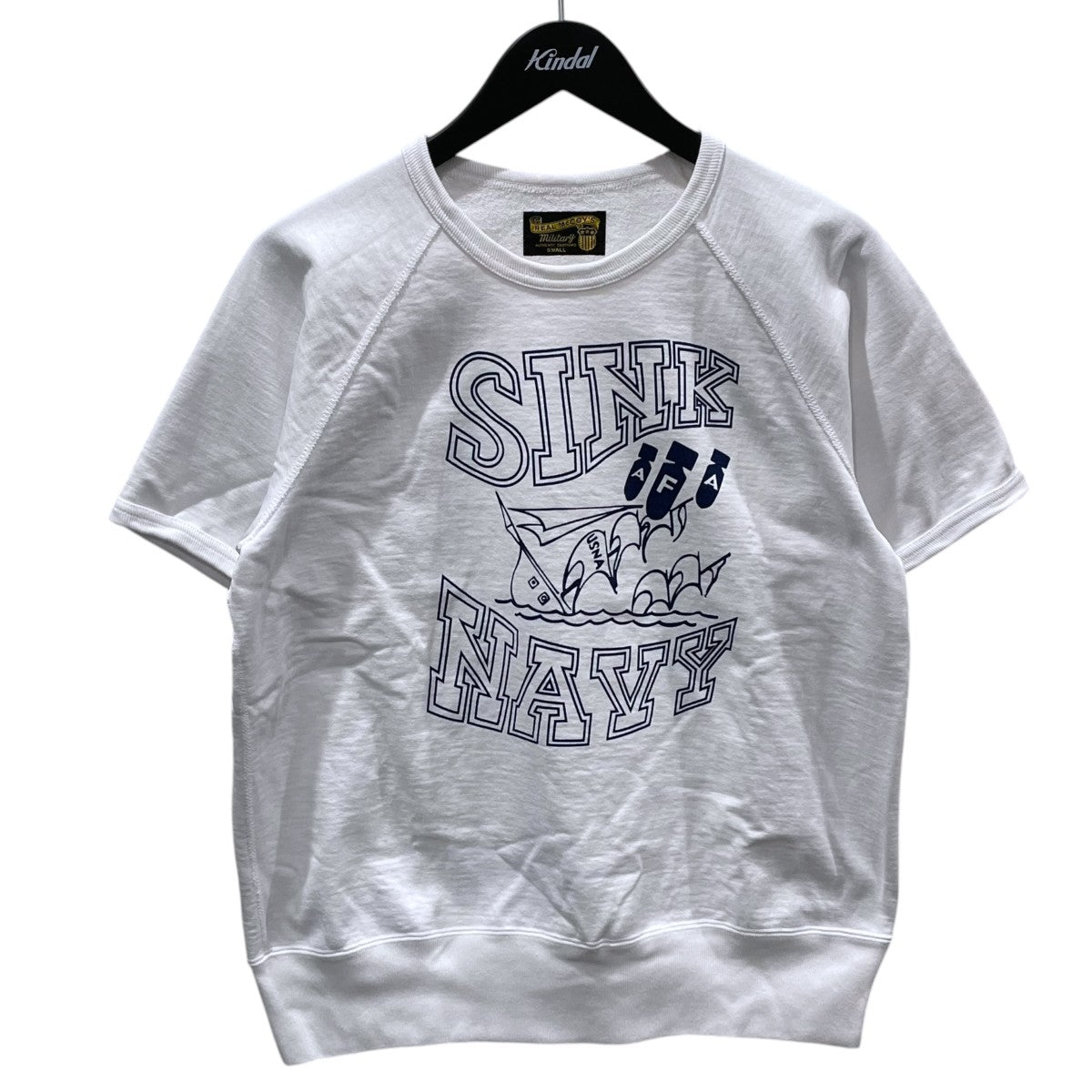 THE REAL McCOY’S 19SS ラグランスリーブ半袖スウェットトレーナー MILITARY SWEATSHIRT ／ SINK NAVY ミリタリースウェットシャツ MC19023 古着・中古-1枚目のアイテム画像