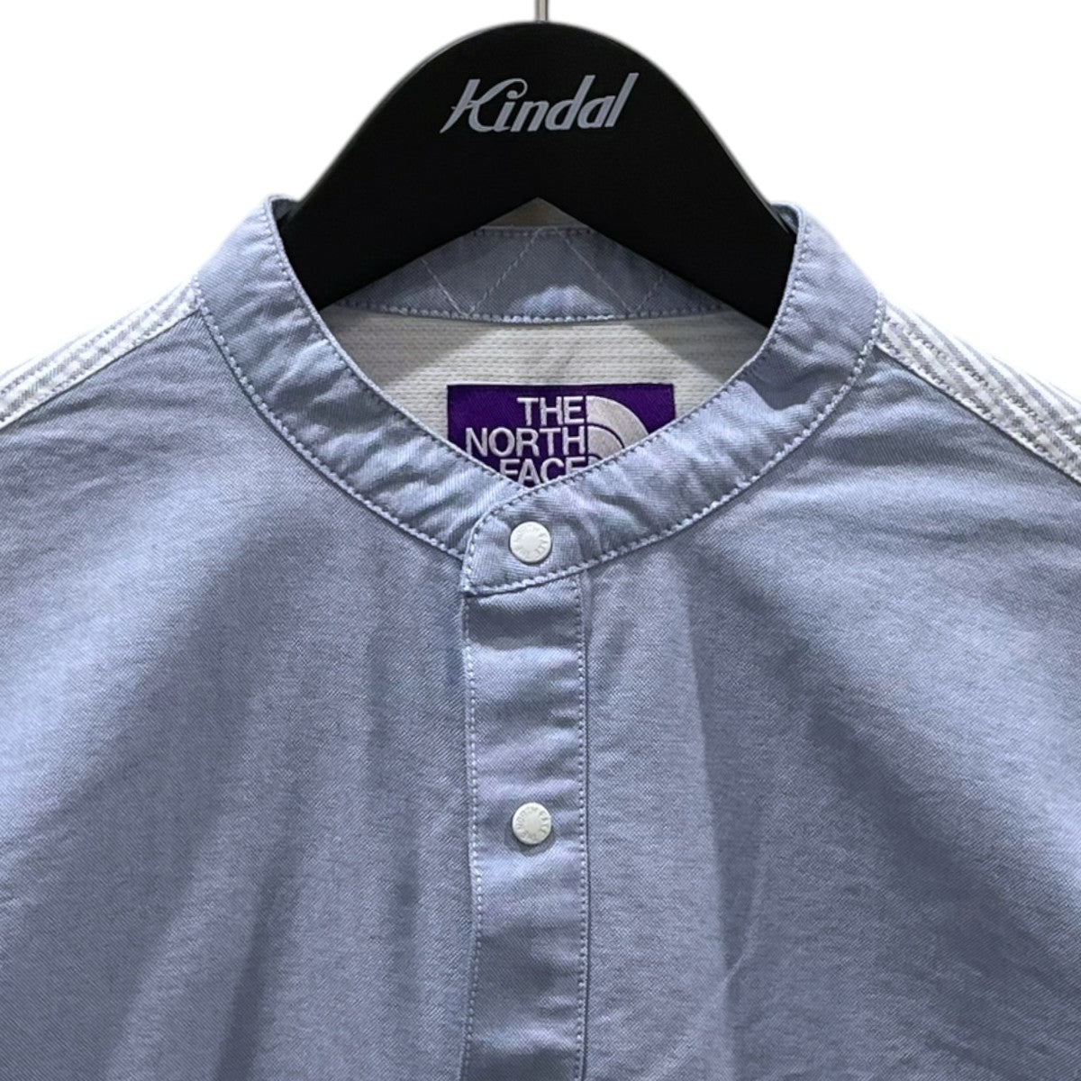 THE NORTHFACE PURPLELABEL 21SS ストライプ柄切替バンドカラーシャツ Cotton Polyester OX Band Collar Shirt コットン ポリエステル オックス バンドカラーシャツ NT3100N 古着・中古-3枚目のアイテム画像