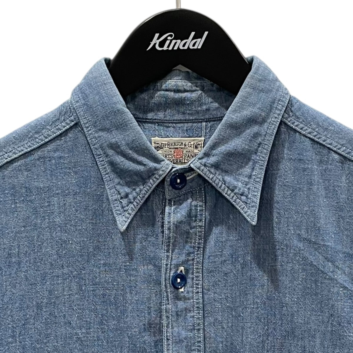 Buzz Rickson’s デニムシャツ BLUE CHAMBRAY WORK SHIRTS ブルー シャンブレー ワークシャツ BR25995 古着・中古-3枚目のアイテム画像