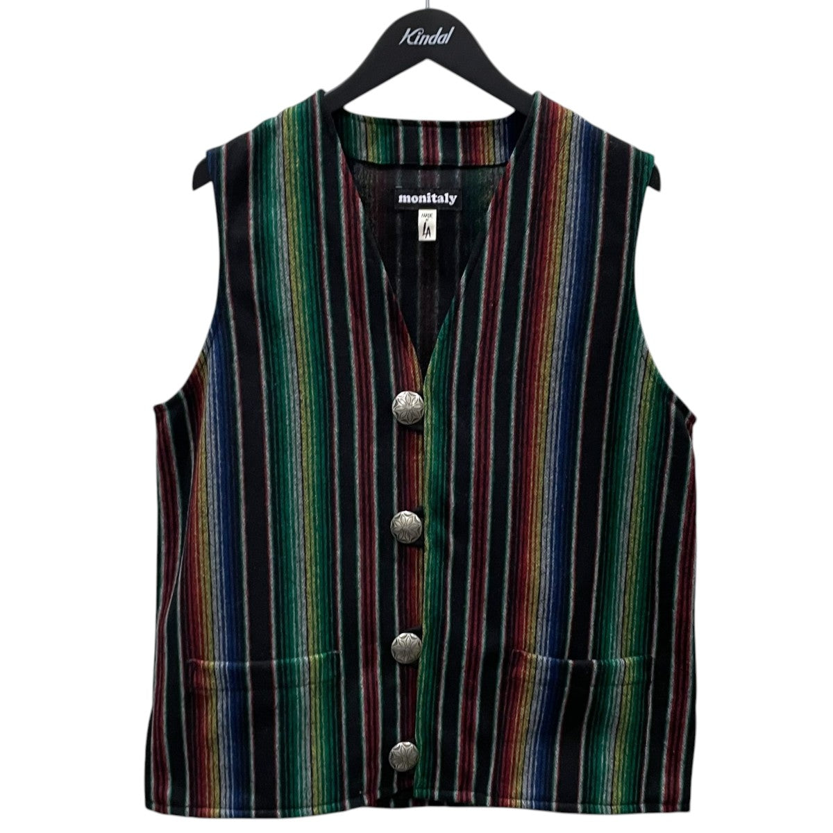MONITALY(モニタリー) ストライプ柄ベスト Native Vest (Wool Flannel