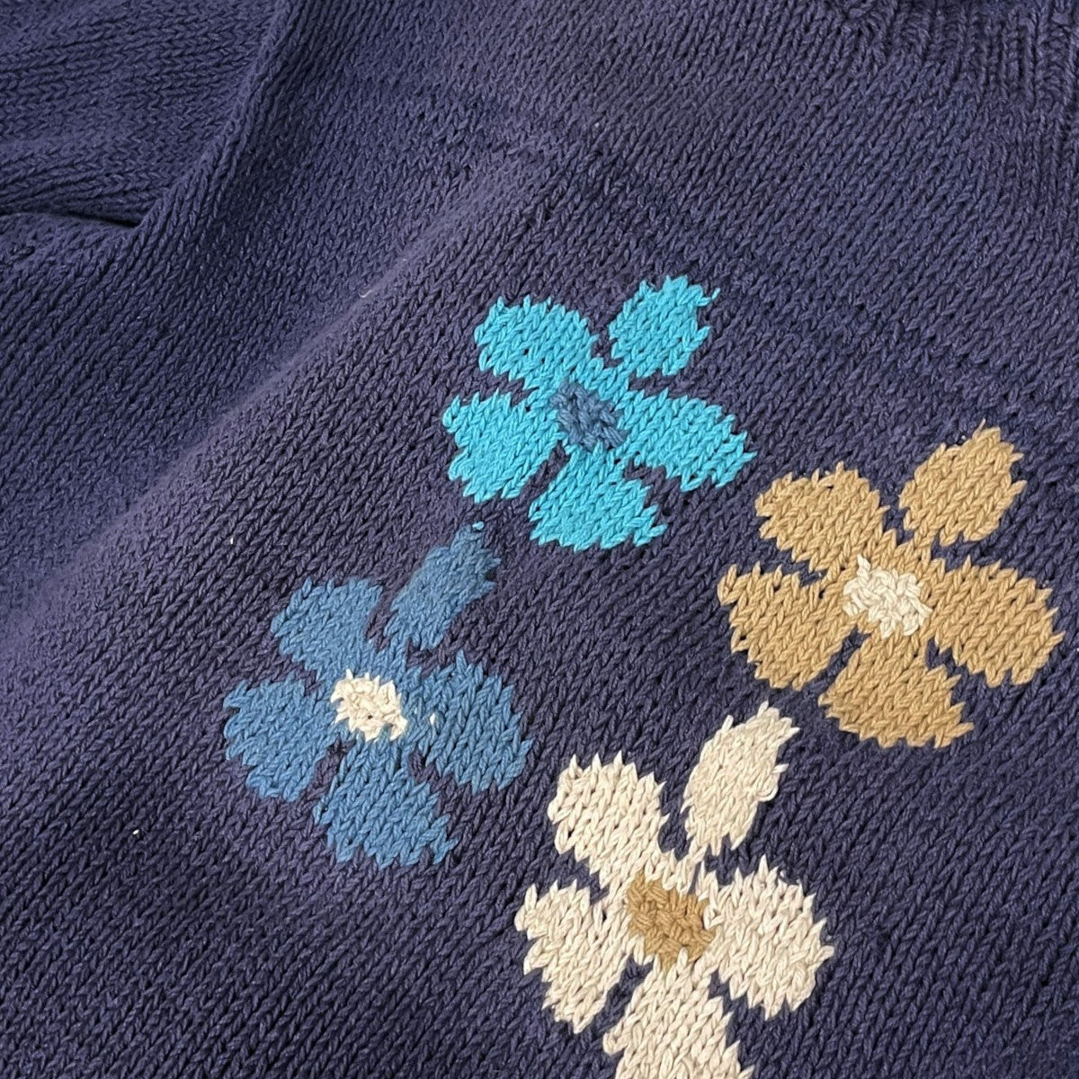ロールネック七分袖ニットセーター Roll Neck Knit - 4 Flowers