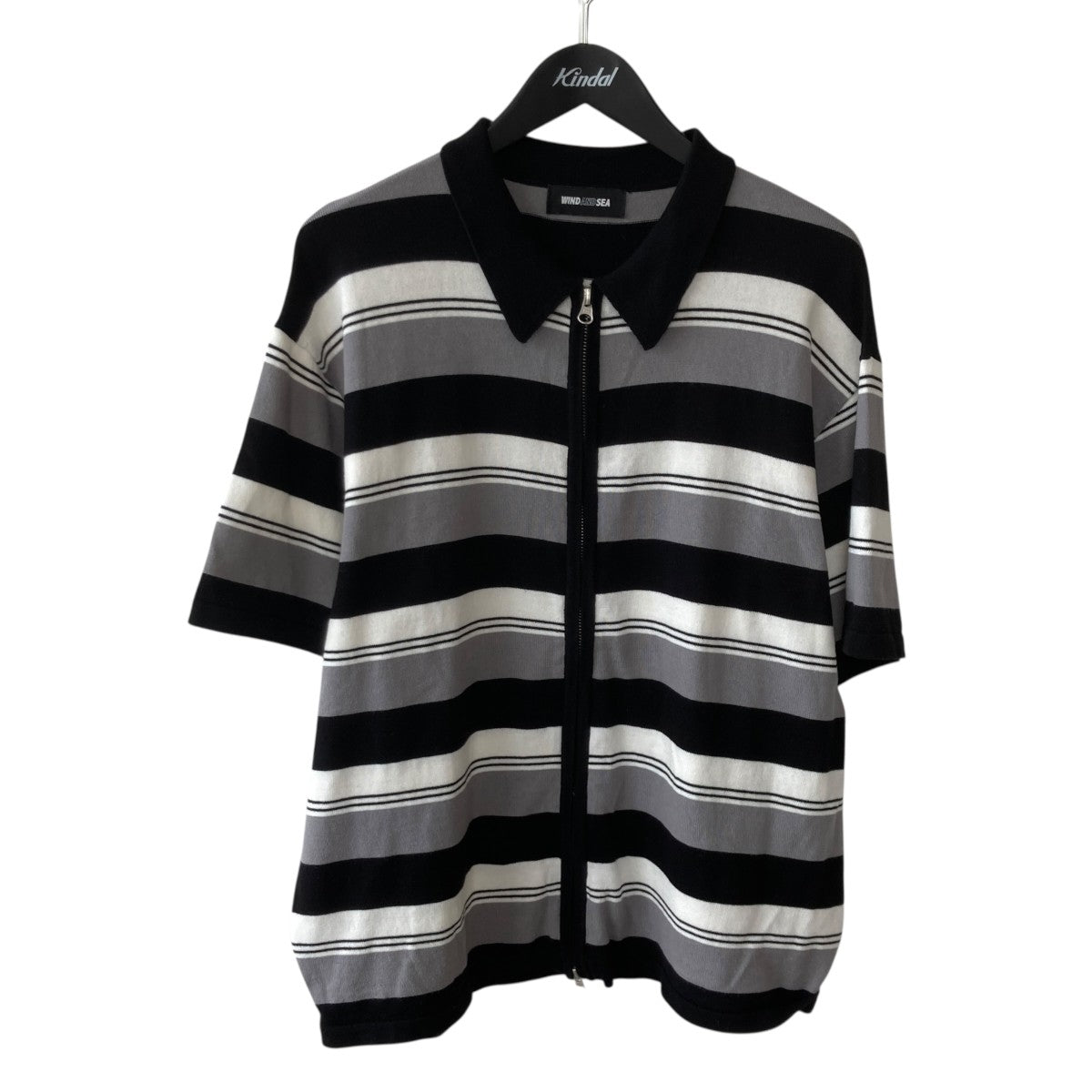 Stripe Knit Zip Up Shirt半袖ニットWDS-O-GRP-24-Q4-KN-01