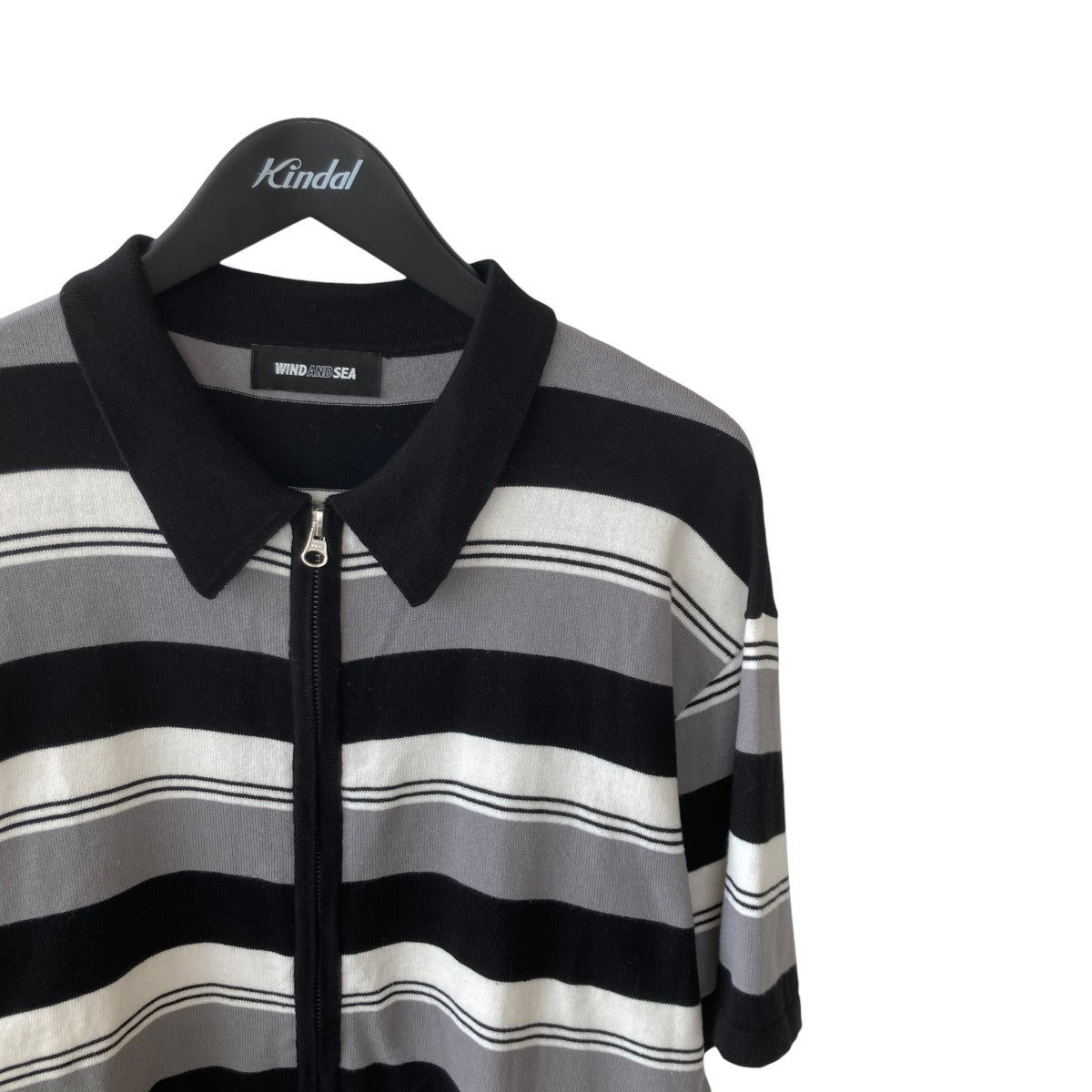 Stripe Knit Zip Up Shirt半袖ニットWDS-O-GRP-24-Q4-KN-01