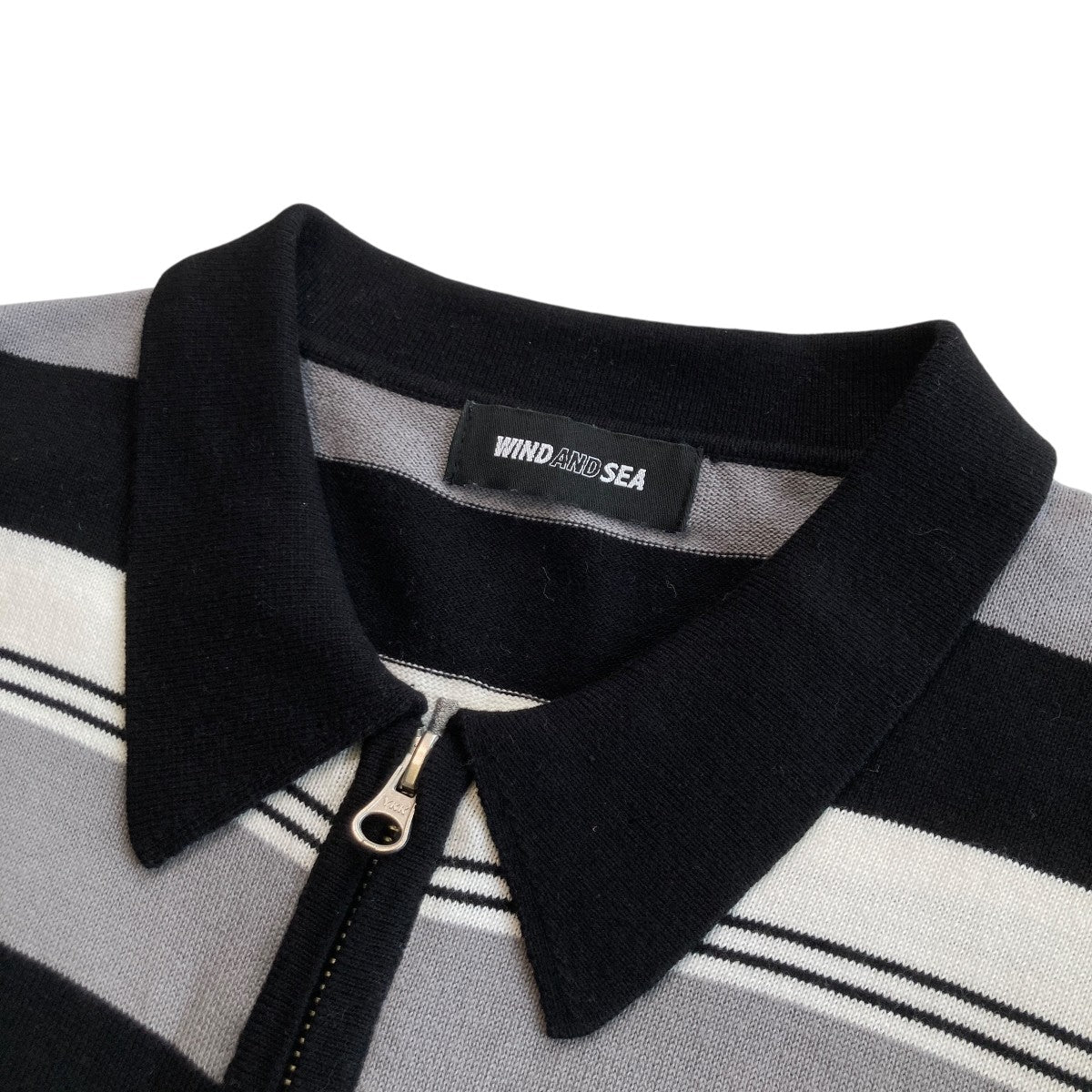 Stripe Knit Zip Up Shirt半袖ニットWDS-O-GRP-24-Q4-KN-01