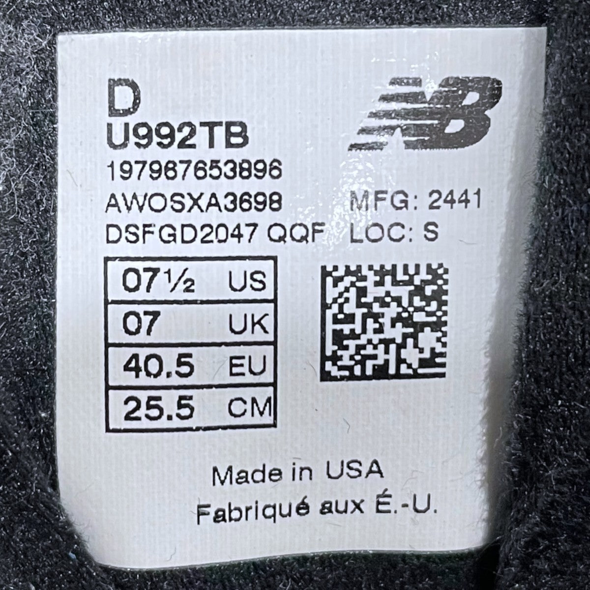 スニーカー U992TB MADE IN USA