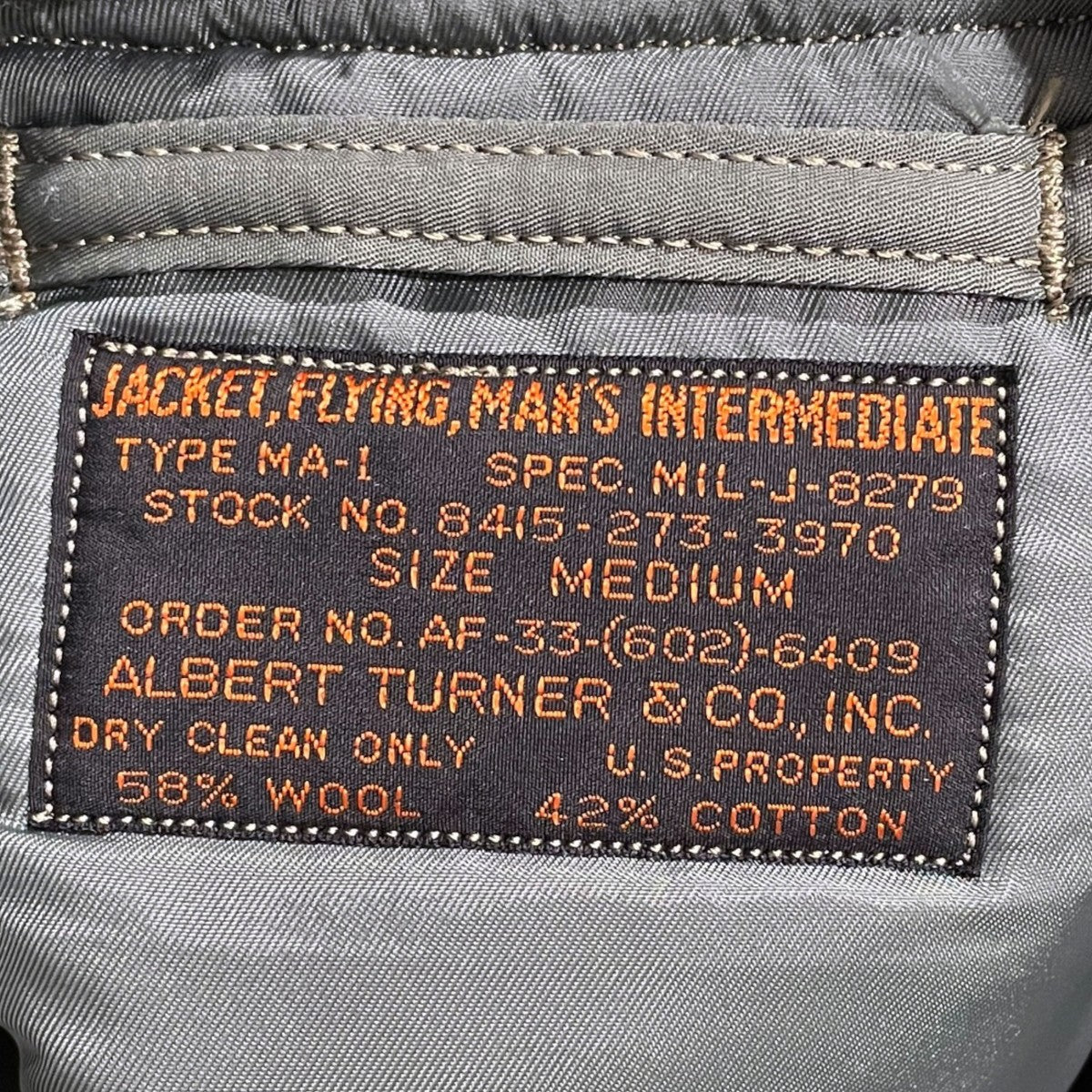 フライトジャケット Type MA-1 ALBERT TURNER ＆ CO．， INC． タイプ MA-1 アルバートターナー社モデル BR14900