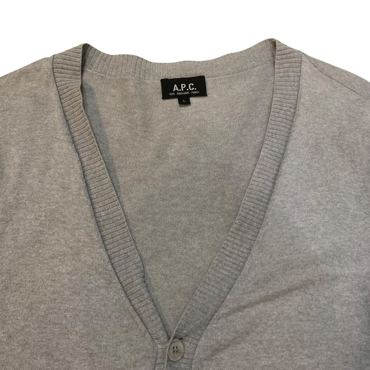 A.P.C. アーペーセー カーディガン S グレー 【古着】【中古】【送料無料】 A．P．C．(アーペーセー) カーディガン グレー サイズ L｜【公式
