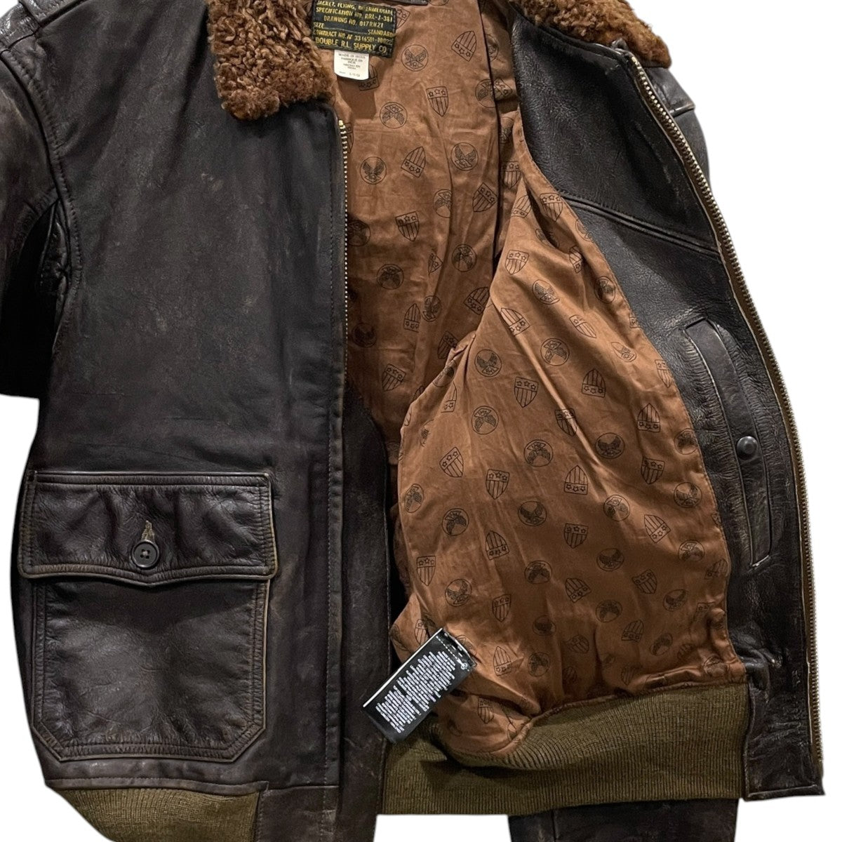 ヴィンテージ加工フライトジャケット Shearling-Collar Leather Flight Jacket シアリングカラー レザーフライトジャケット 782P05095001