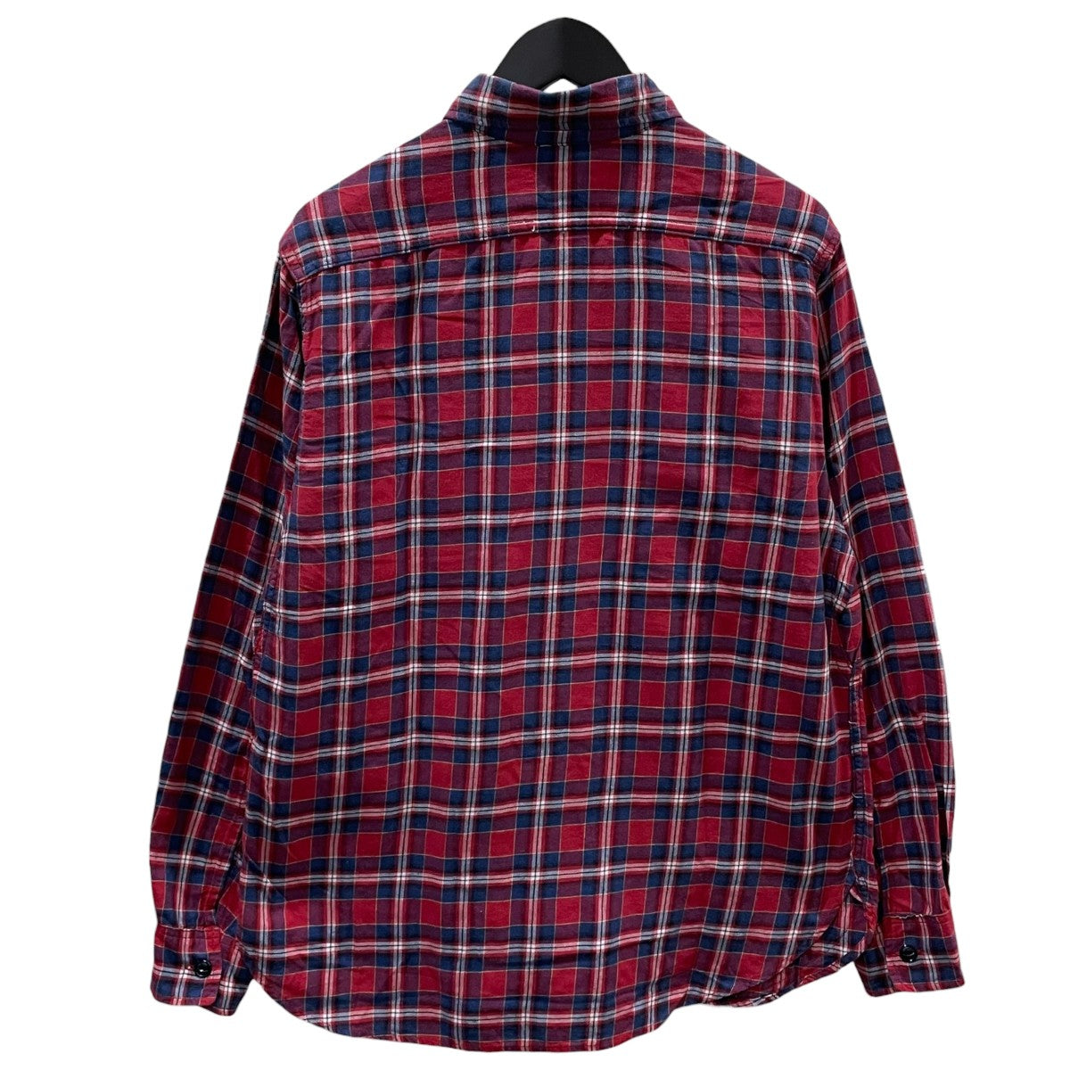 SASSAFRAS チェック柄コットンリネン長袖シャツ C＆P．O． Apron Shirt シーアンドピーオー エプロンシャツ 古着・中古-2枚目のアイテム画像