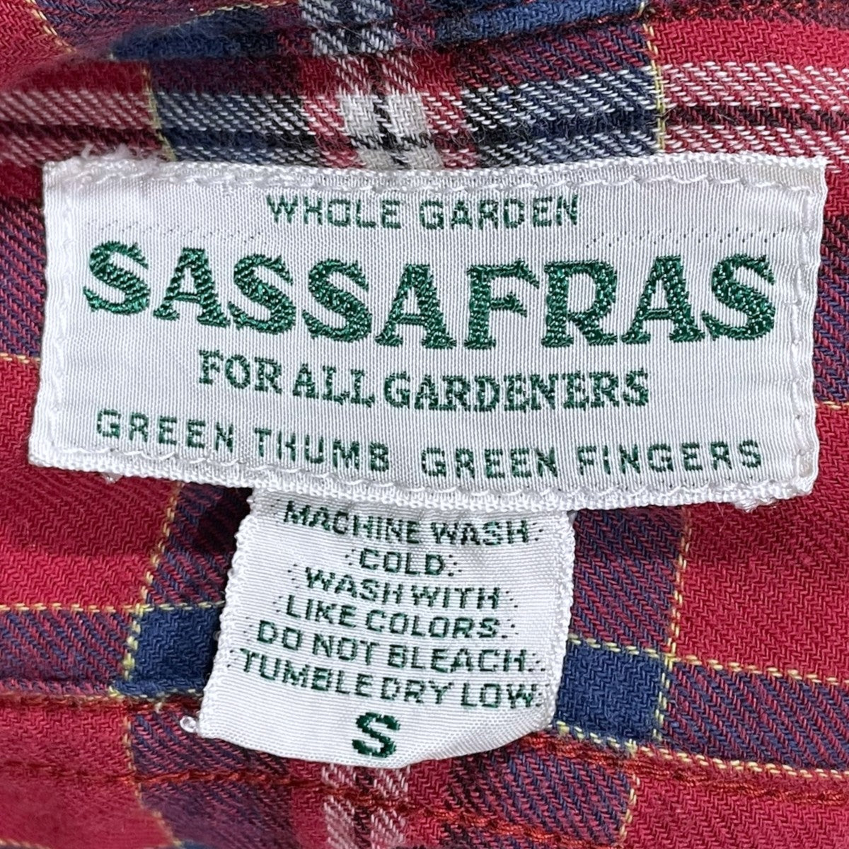 SASSAFRAS チェック柄コットンリネン長袖シャツ C＆P．O． Apron Shirt シーアンドピーオー エプロンシャツ 古着・中古-5枚目のアイテム画像