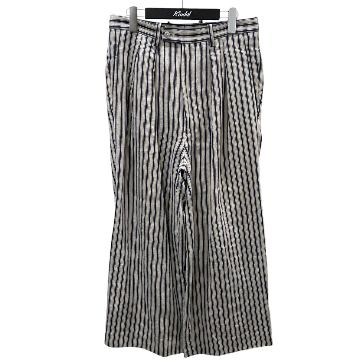 24SS ストライプ柄リネンタックパンツ TUCKED WIDE PANTS タックワイドパンツ 2412314M