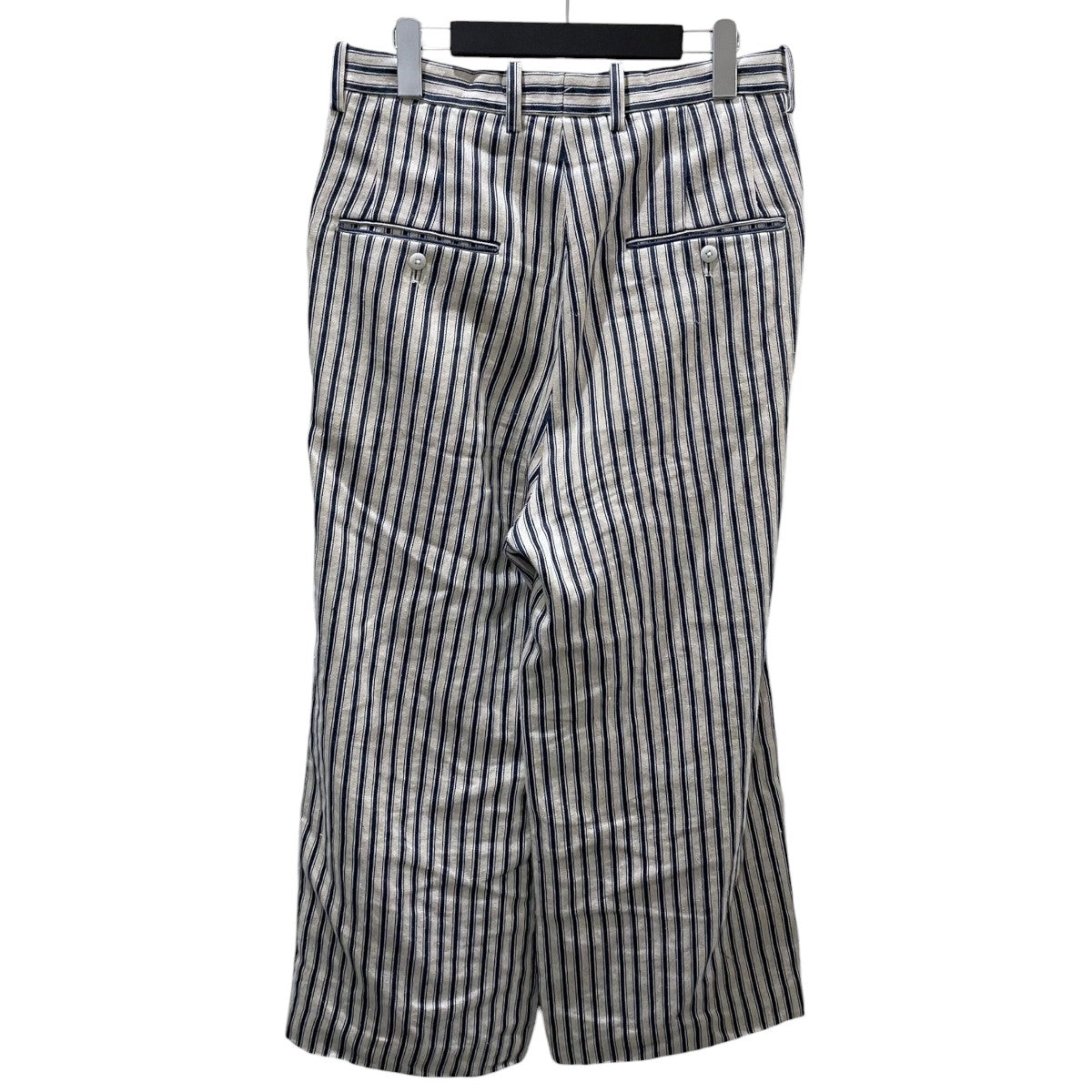 24SS ストライプ柄リネンタックパンツ TUCKED WIDE PANTS タックワイドパンツ 2412314M