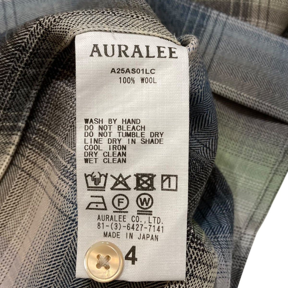 AURALEE SUPER LIGHT WOOL CHECK SHIRTチェック長袖シャツA25AS01LC 古着・中古-5枚目のアイテム画像