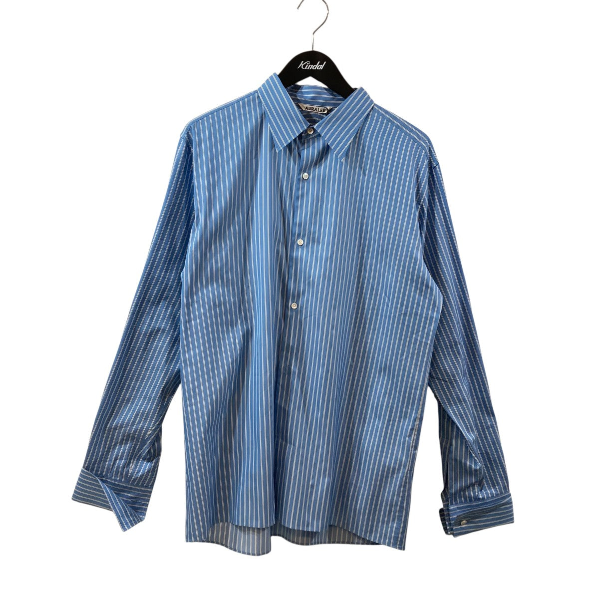 AURALEE ストライプ長袖シャツA25AS02CS COTTON SILK STRIPE DOUBLE 古着・中古-1枚目のアイテム画像