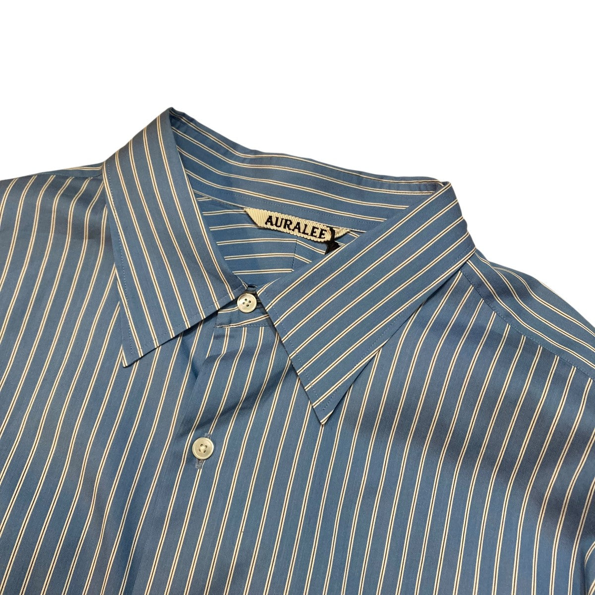 AURALEE ストライプ長袖シャツA25AS02CS COTTON SILK STRIPE DOUBLE 古着・中古-3枚目のアイテム画像