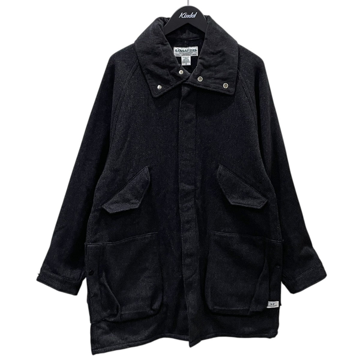 SASSAFRAS ヘリンボーンコート Digs Crew Tube Coat ディグスクルーチューブコート 古着・中古-1枚目のアイテム画像
