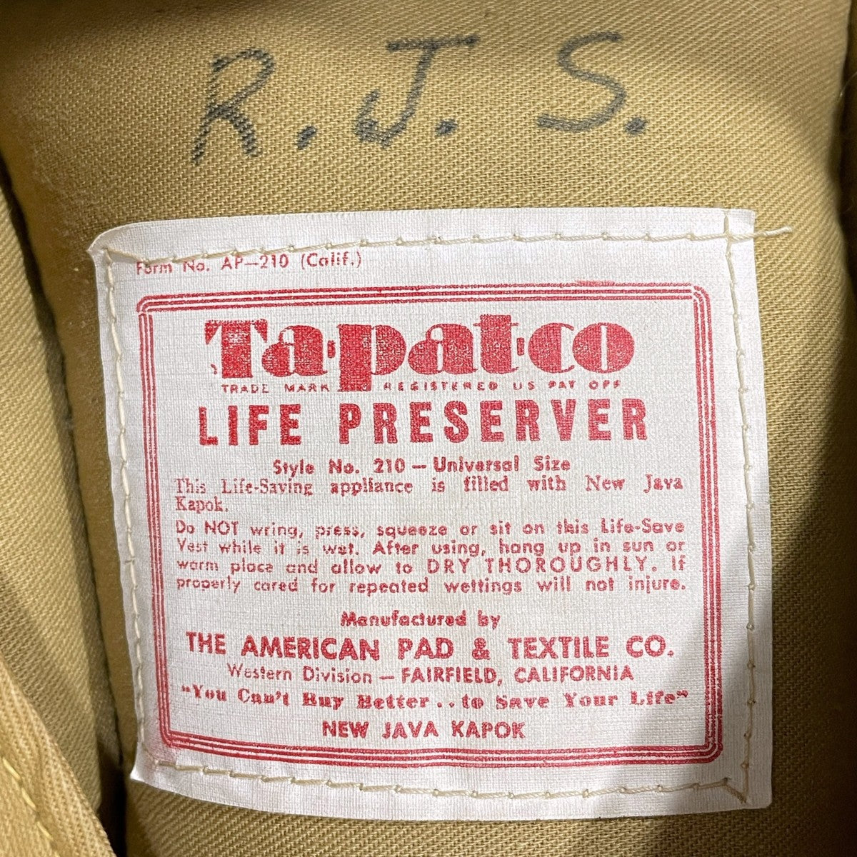 50s 中綿ベスト The Sportster LIFE PRESERVER スポーツスターライフプリザーバー