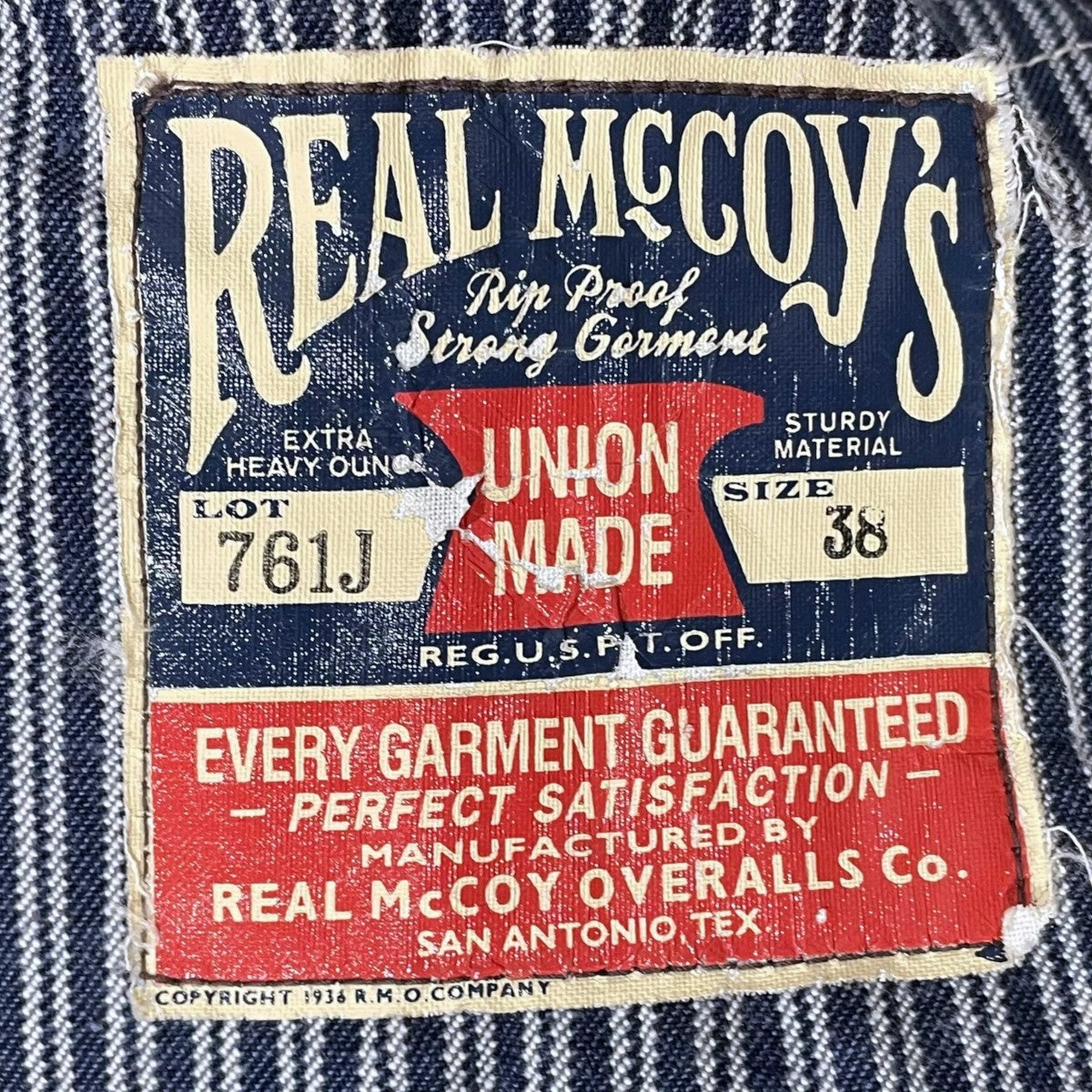 Buco(THE REAL McCOY’S) ヒッコリーストライプ カバーオール 761J 古着・中古-8枚目のアイテム画像