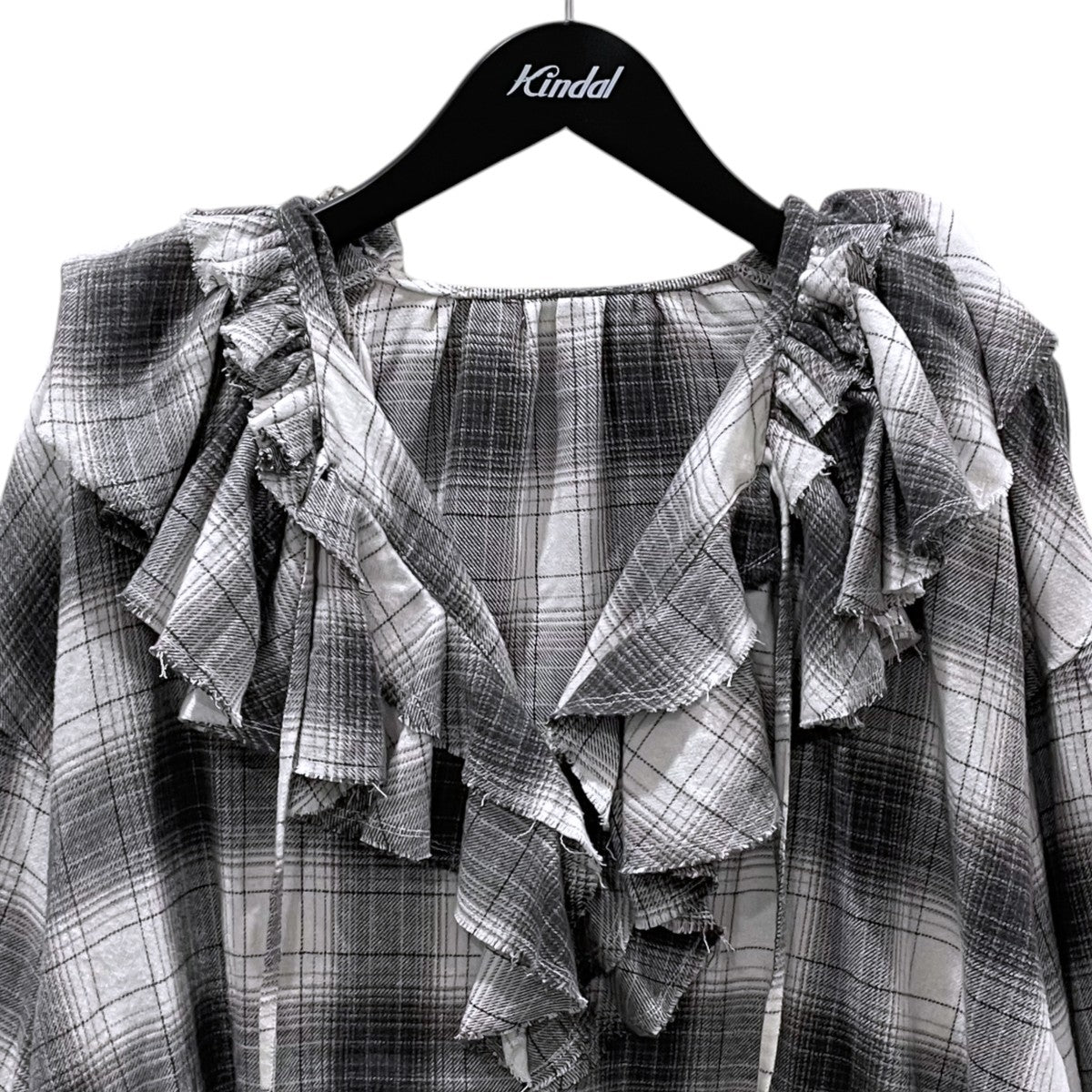 crinkle crinkle crinkle×SLOBE IENA 25AW ネルチェックラッフルブラウス CC-4025-SI 古着・中古-3枚目のアイテム画像