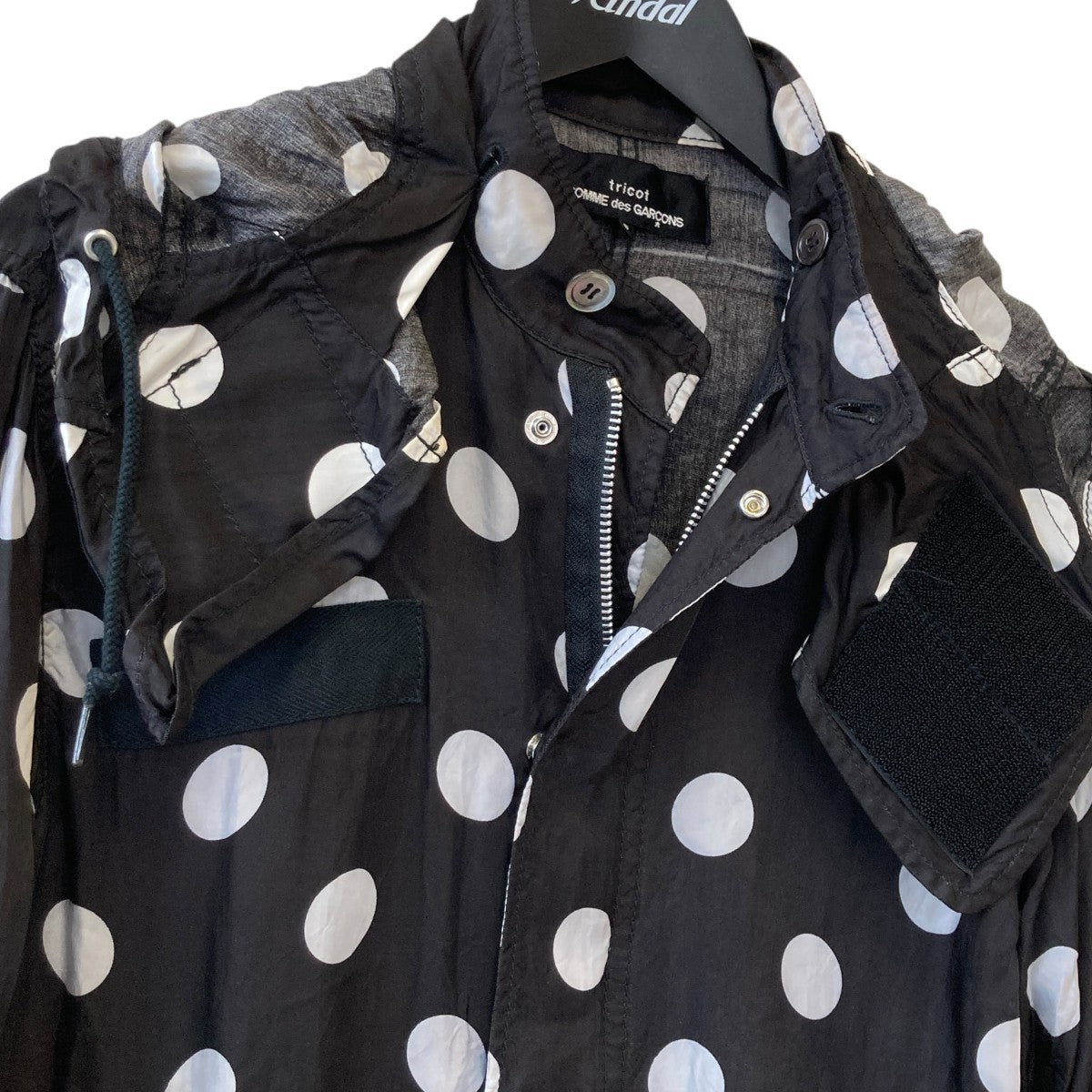 tricot COMME des GARCONS ドットフーデッドコートTO-C009 古着・中古-3枚目のアイテム画像