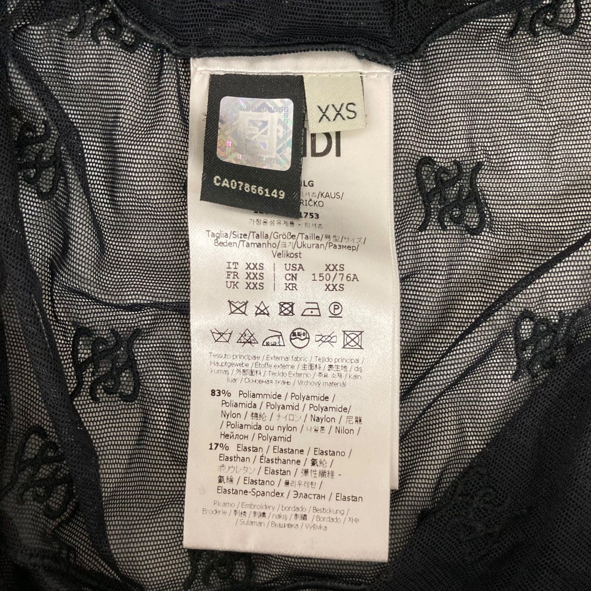 FENDI Black Tulle BodyメッシュカットソーFS7828 AHLG 古着・中古-6枚目のアイテム画像