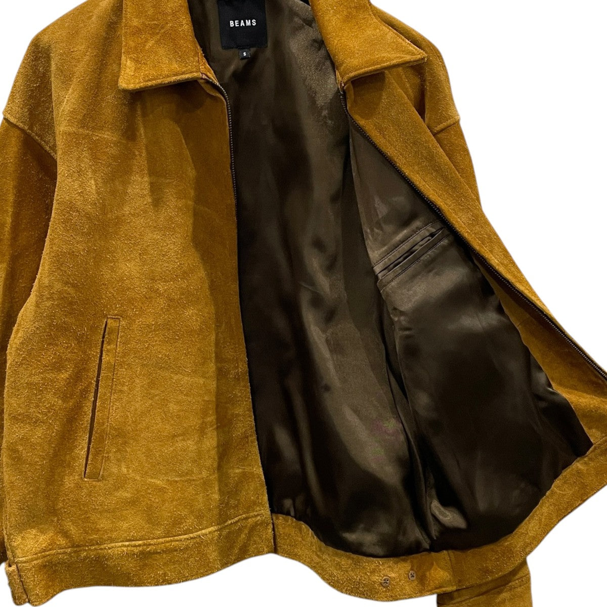 BEAMS 25AW ジップアップレザージャケット Suede Zip Blouson スエードジップブルゾン 11-18-6833-202 古着・中古-4枚目のアイテム画像