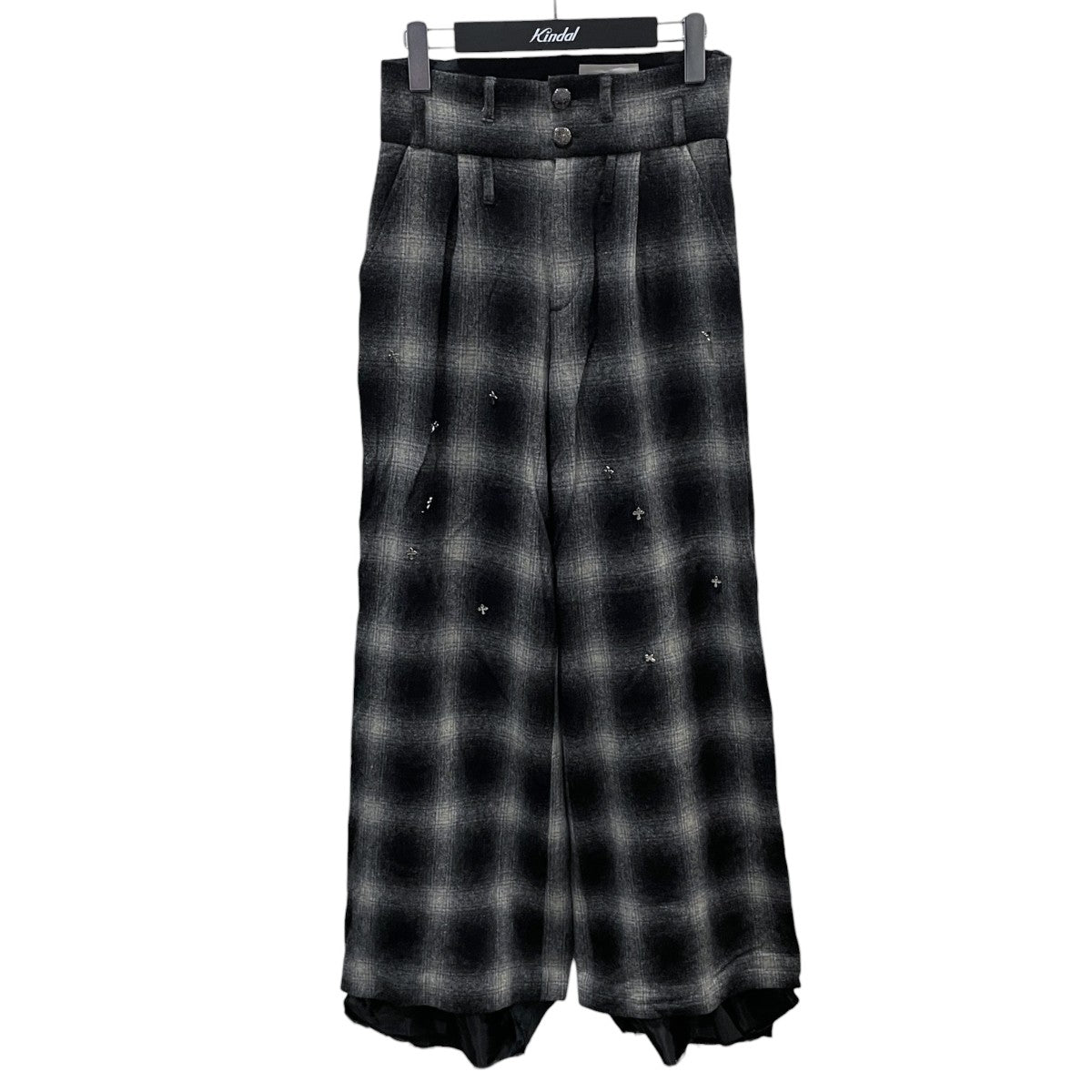 23AW クロスパーツ付き オンブレチェック柄ワイドパンツ Cross Ombre Wide PT b50503-0101-01