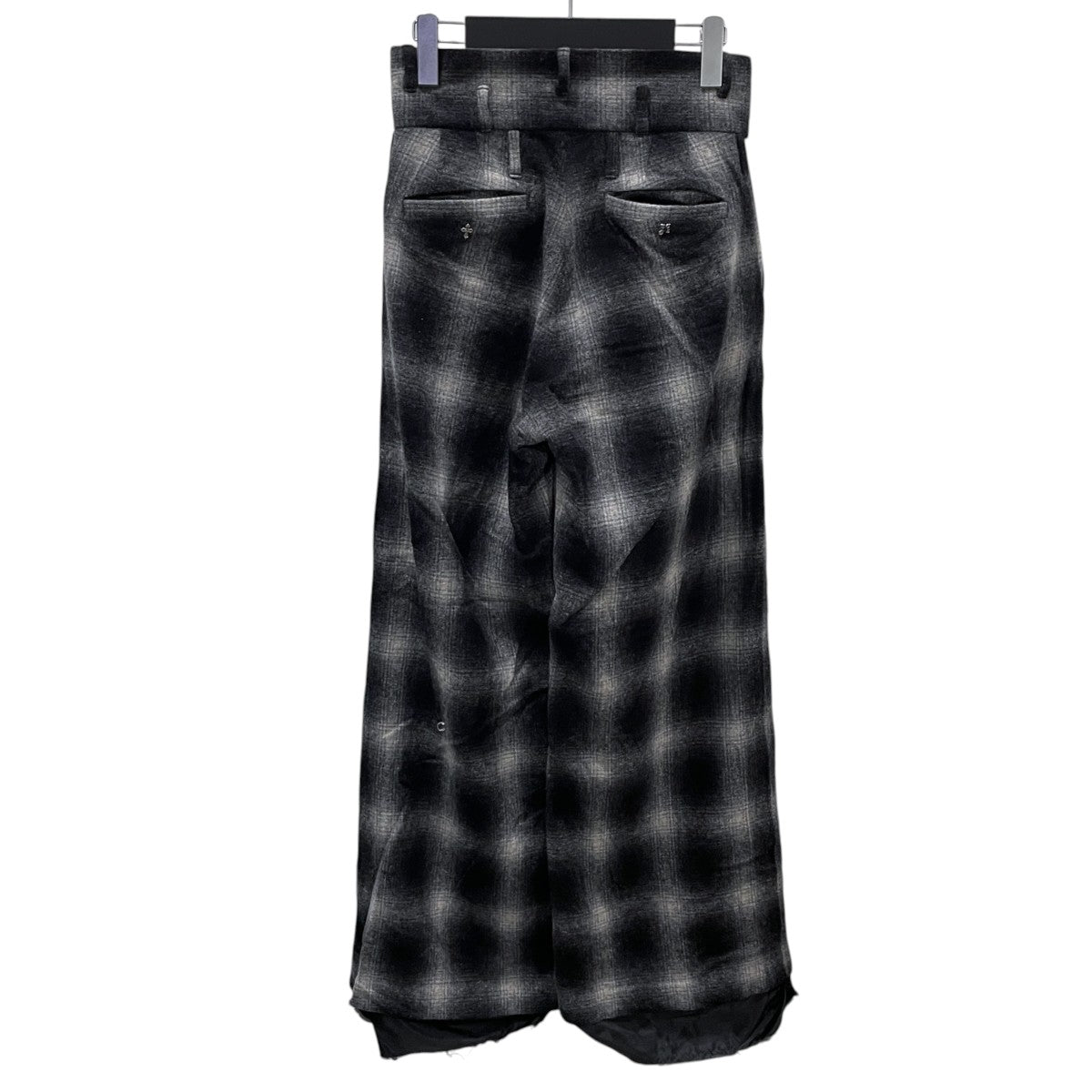 23AW クロスパーツ付き オンブレチェック柄ワイドパンツ Cross Ombre Wide PT b50503-0101-01