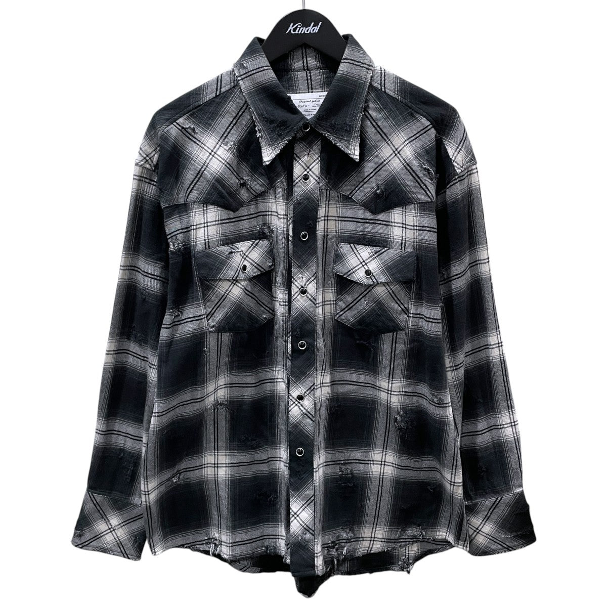 23SS ダメージ加工オンブレチェック柄ウエスタンシャツ Western Shirt Rafu002