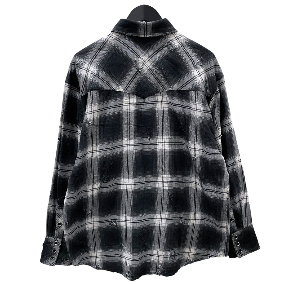 23SS ダメージ加工オンブレチェック柄ウエスタンシャツ Western Shirt Rafu002