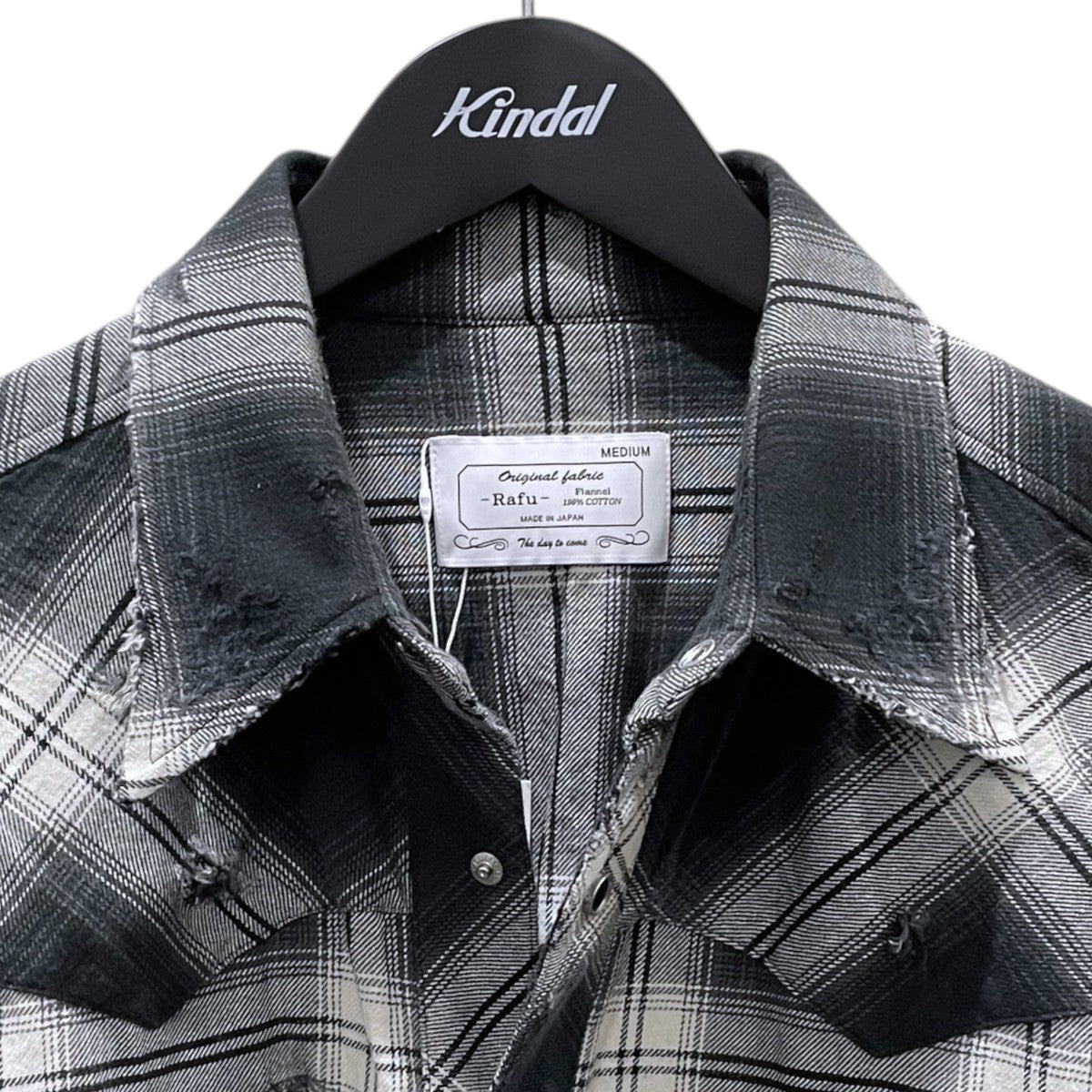 23SS ダメージ加工オンブレチェック柄ウエスタンシャツ Western Shirt Rafu002