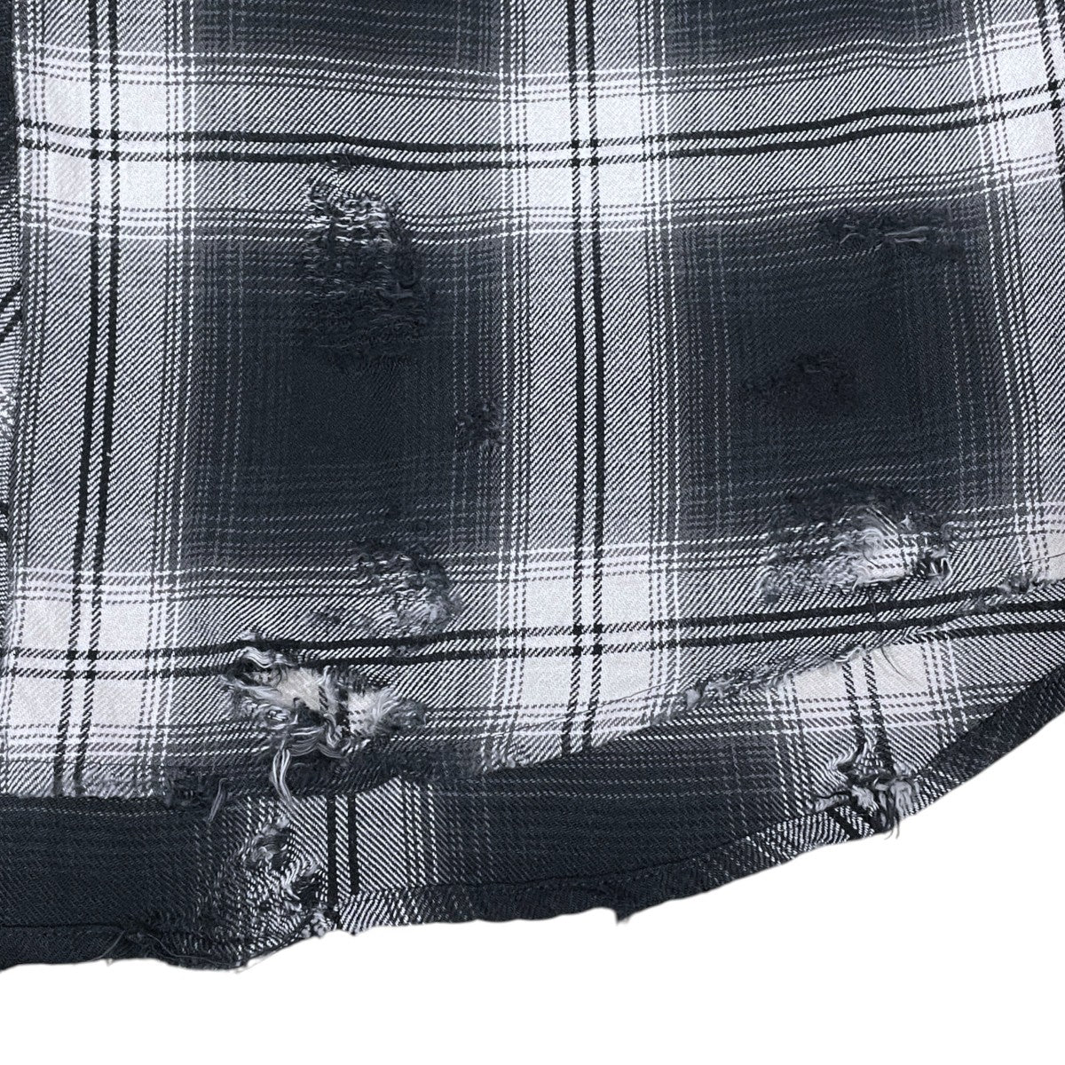 23SS ダメージ加工オンブレチェック柄ウエスタンシャツ Western Shirt Rafu002