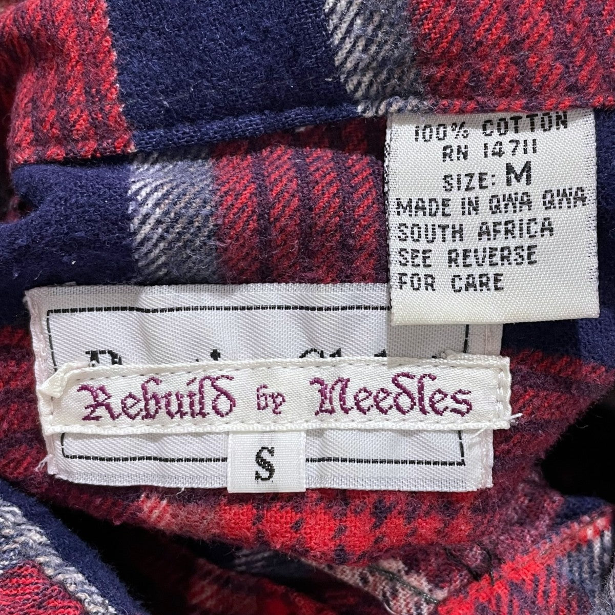 Rebuild by Needles リメイクフランネルシャツ Flannel Shirt - Ribbon Wide Shirt フランネルシャツ リボンワイドシャツ 古着・中古-4枚目のアイテム画像