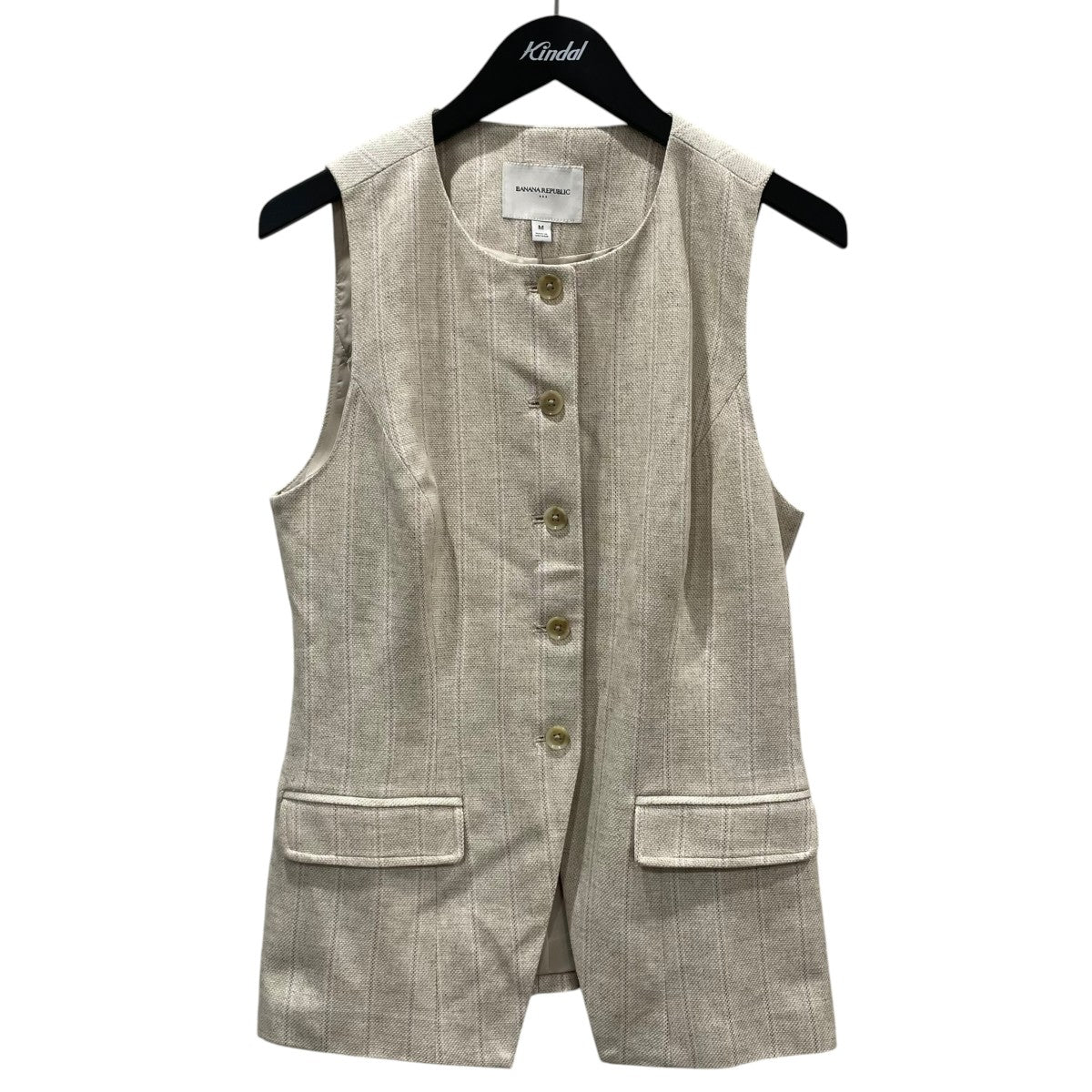 BANANA REPUBLIC 25SS ストライプ柄ベスト LINEN LONG CUTAWAY VEST リネンブレンド ロングカッタウェイベスト 695862 古着・中古-1枚目のアイテム画像