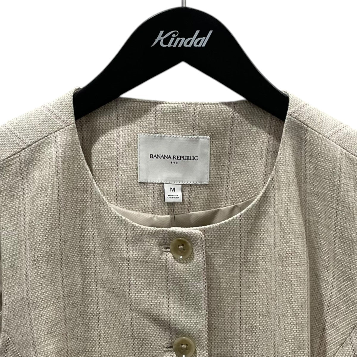 BANANA REPUBLIC 25SS ストライプ柄ベスト LINEN LONG CUTAWAY VEST リネンブレンド ロングカッタウェイベスト 695862 古着・中古-3枚目のアイテム画像
