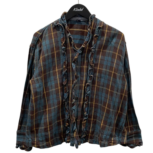 45R(フォーティファイブアール) 22AW チェック柄フリルブラウス インド