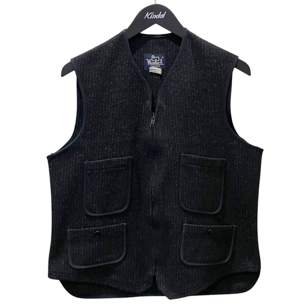 80s ジップアップパッチポケットベスト 紺タグ WOOL WORK VEST ウールワークベスト WPL 6635